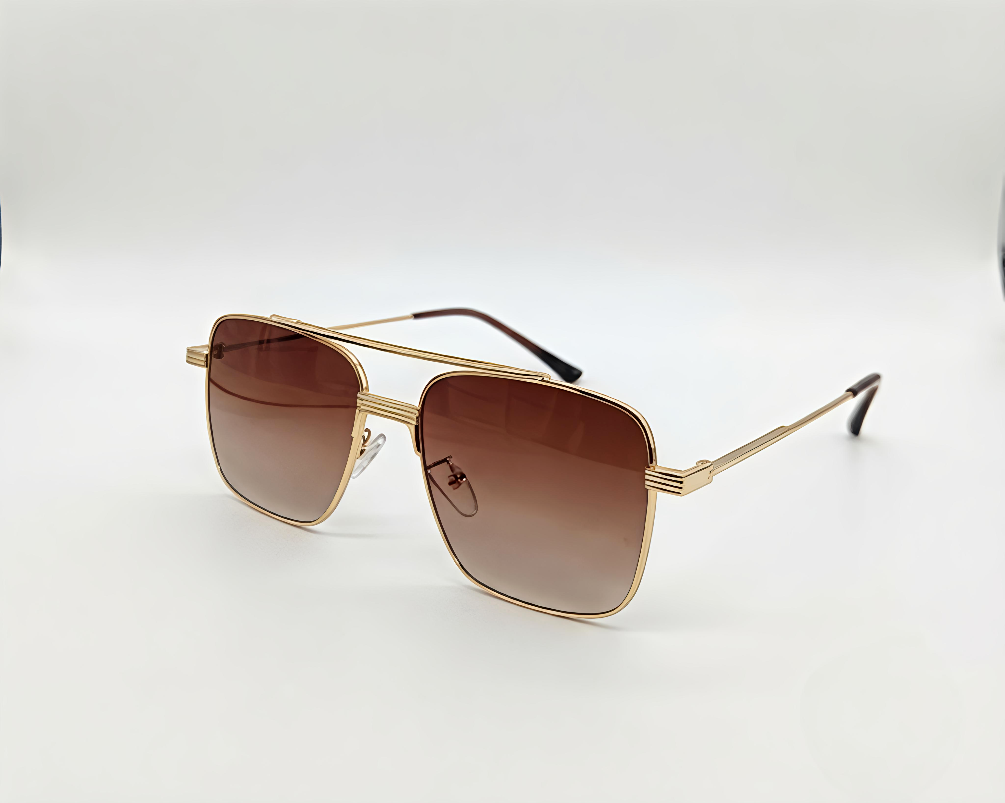 Gold Frame Square Navigator Sunglasses