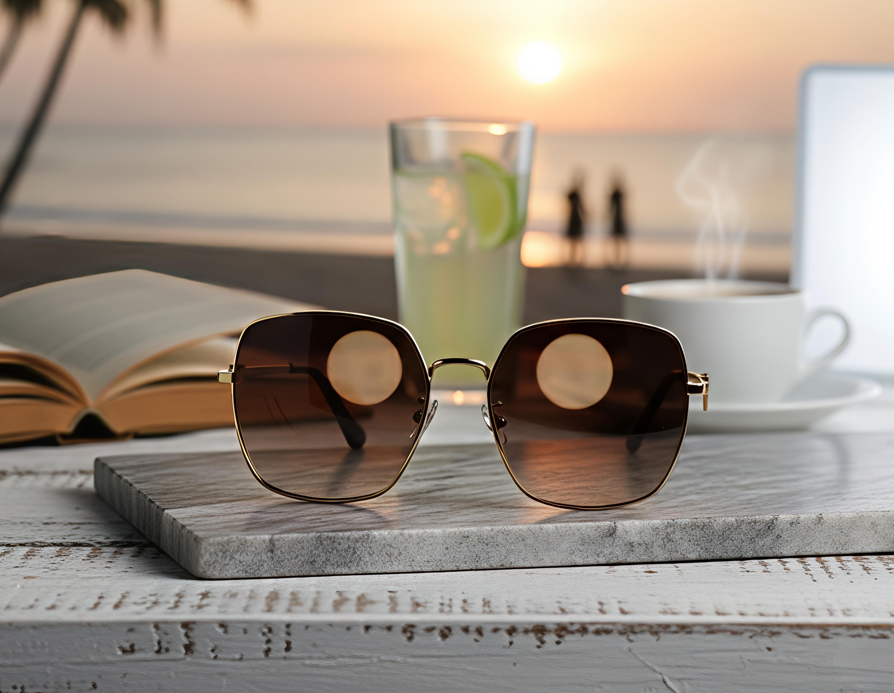 Brown Square Gradient Sunglasses