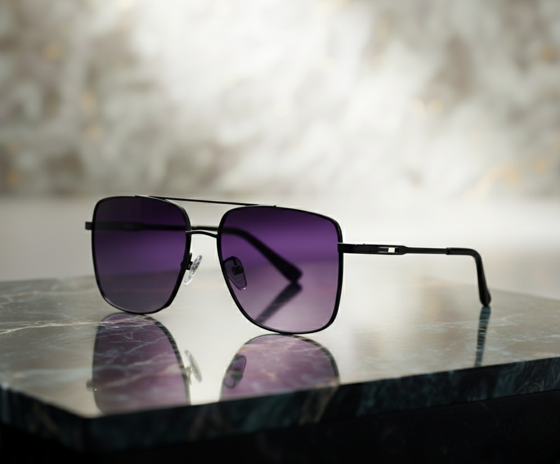 Purple-Black Square Sunglasses