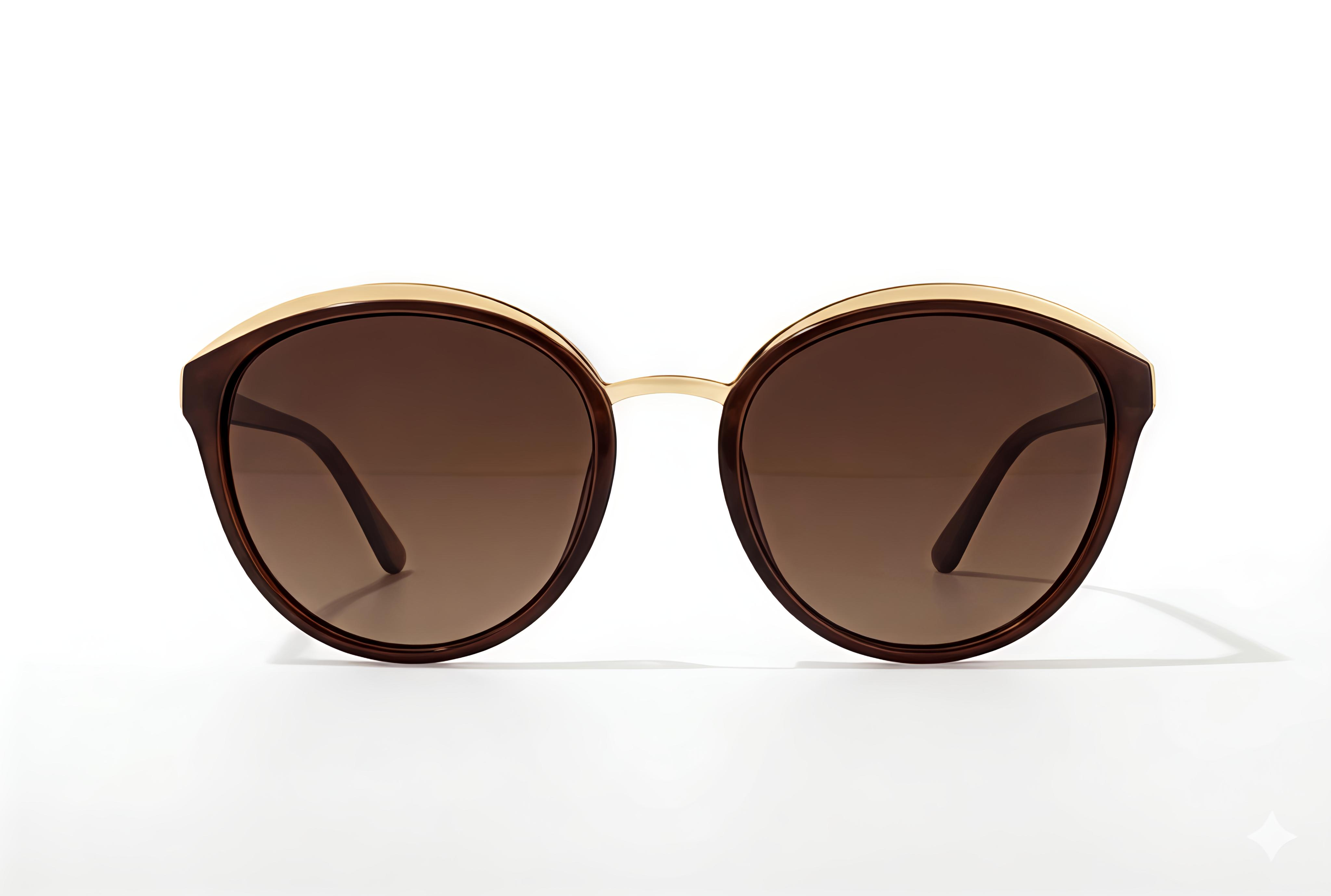 Arched Brow-Line Round Sunglasses