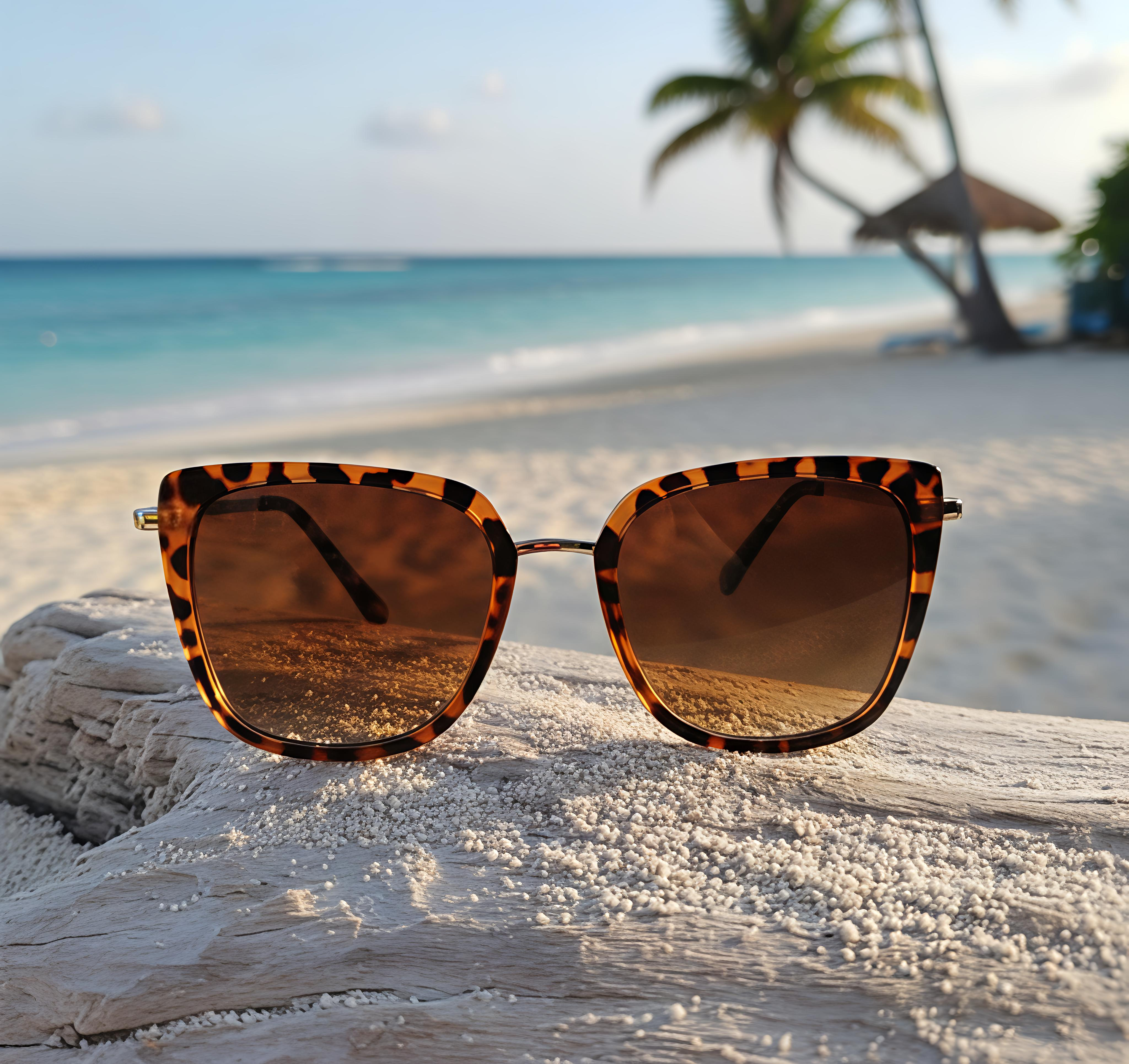 Square Cat-Eye Animal Print Sunglasses