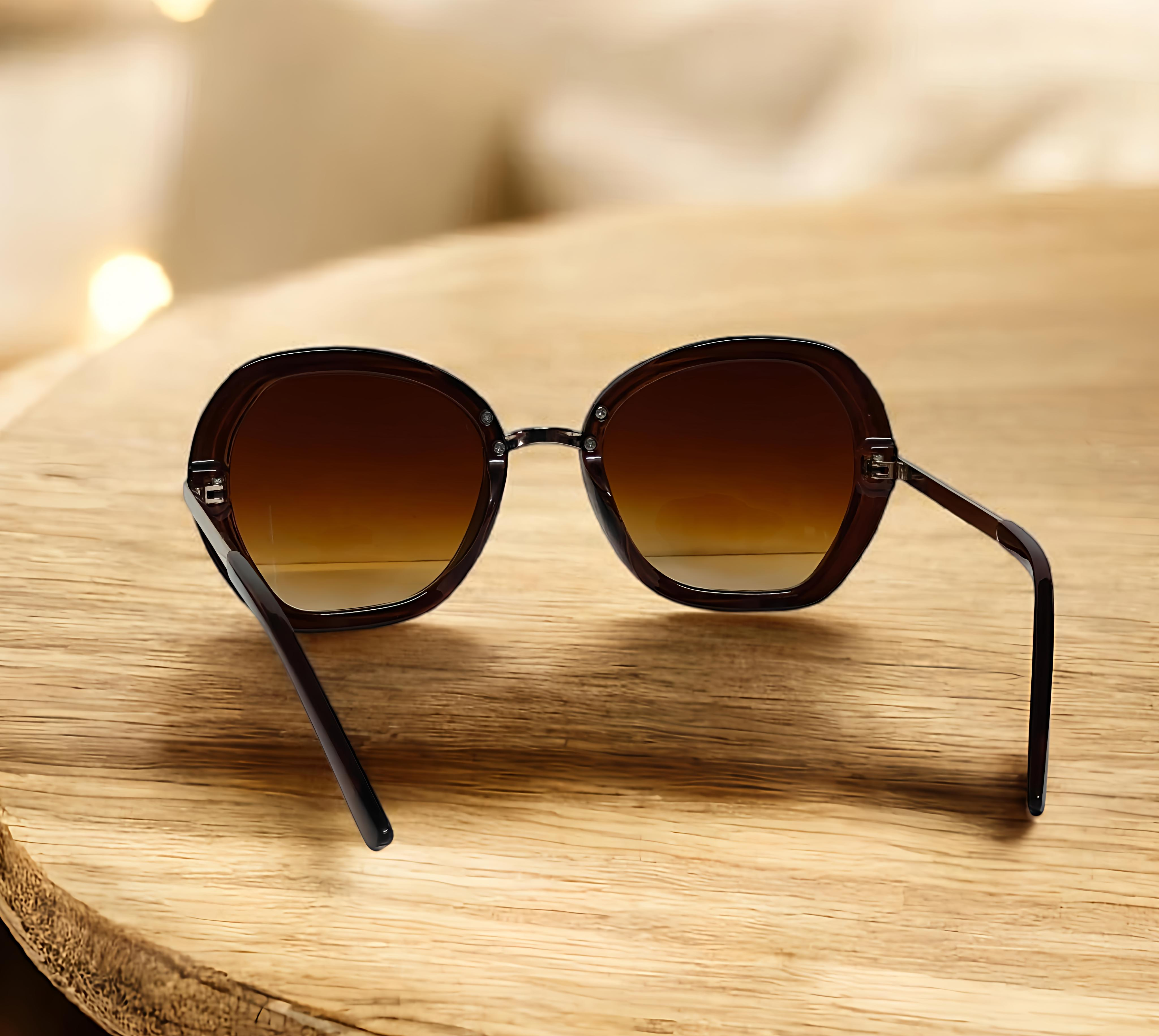 Semi-Round Brown Sunglasses