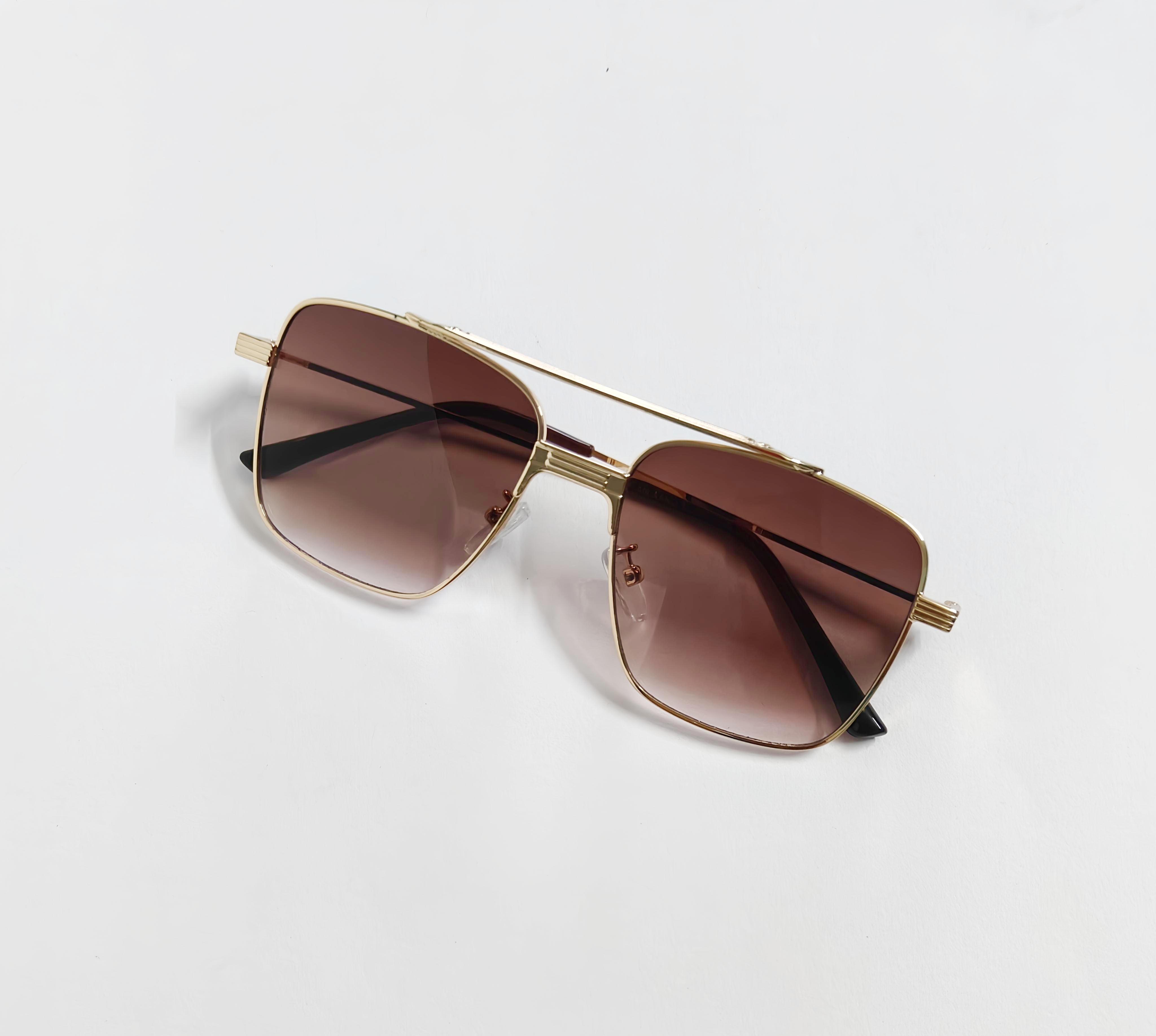 Gold Frame Square Navigator Sunglasses