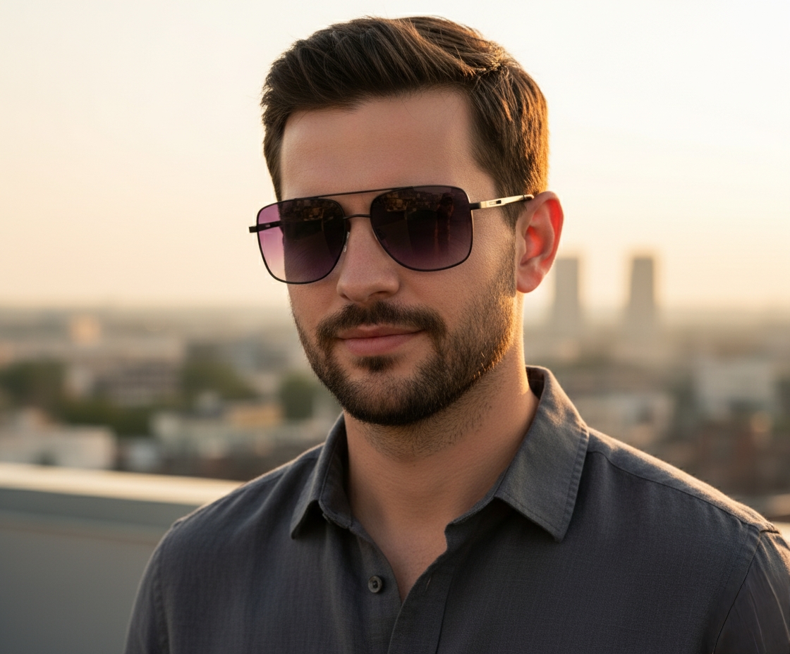 Purple-Black Square Sunglasses