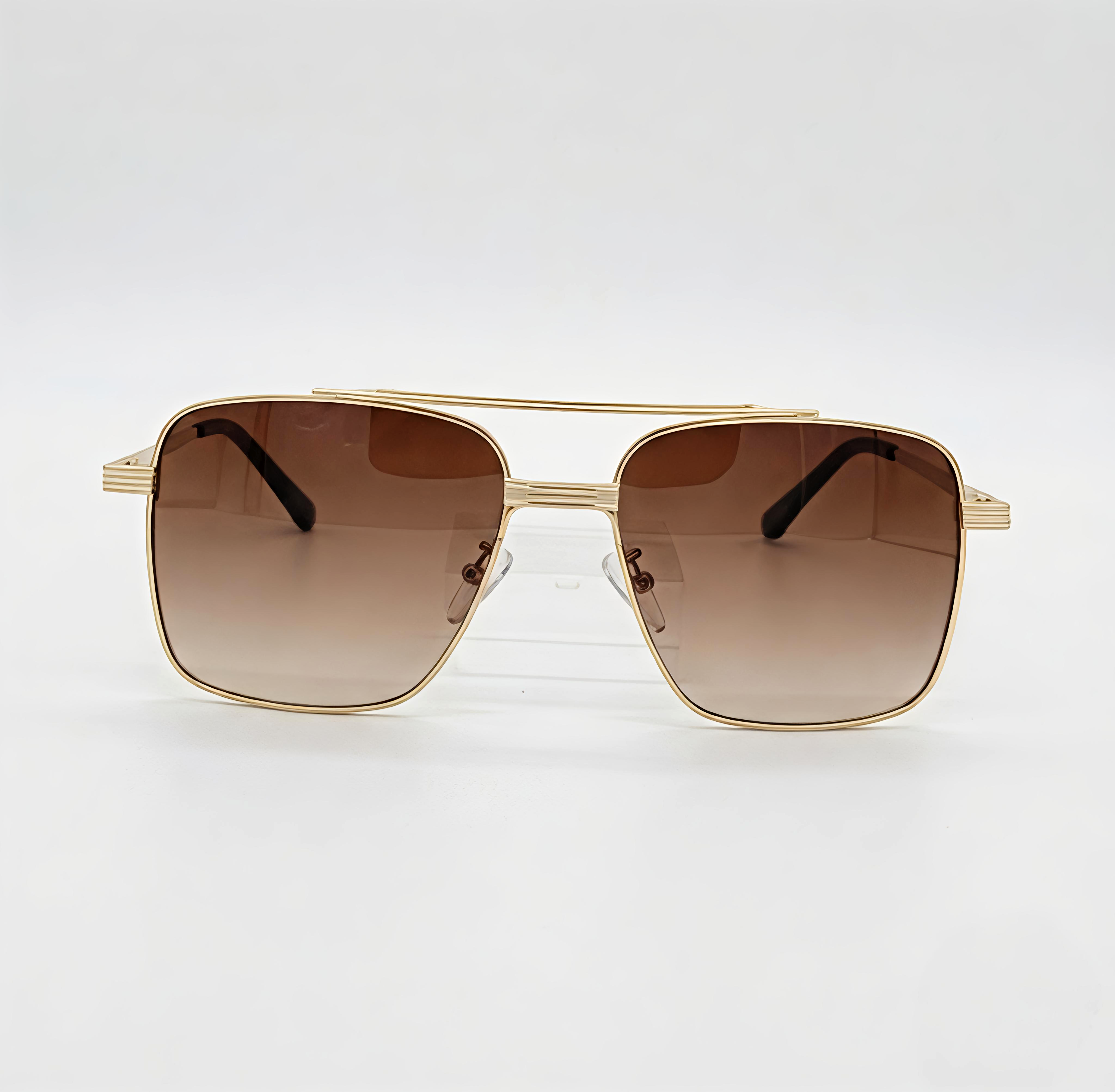 Gold Frame Square Navigator Sunglasses