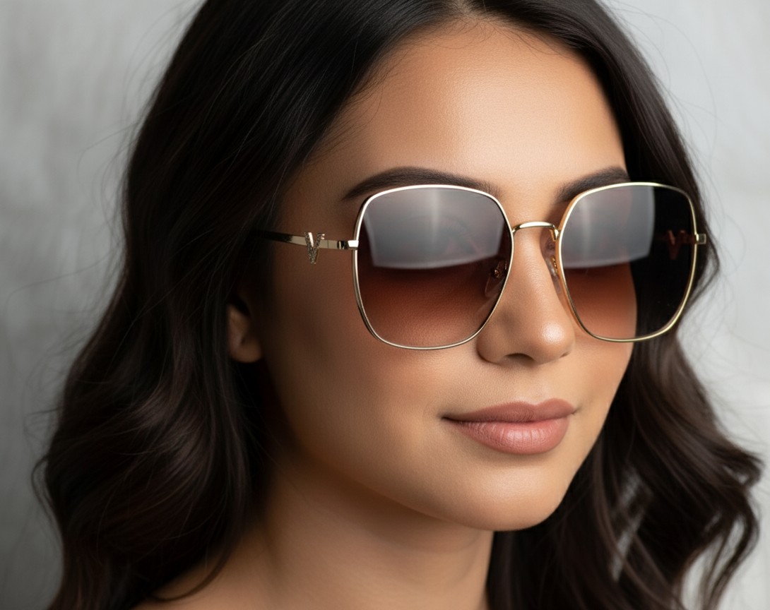 Brown Square Gradient Sunglasses