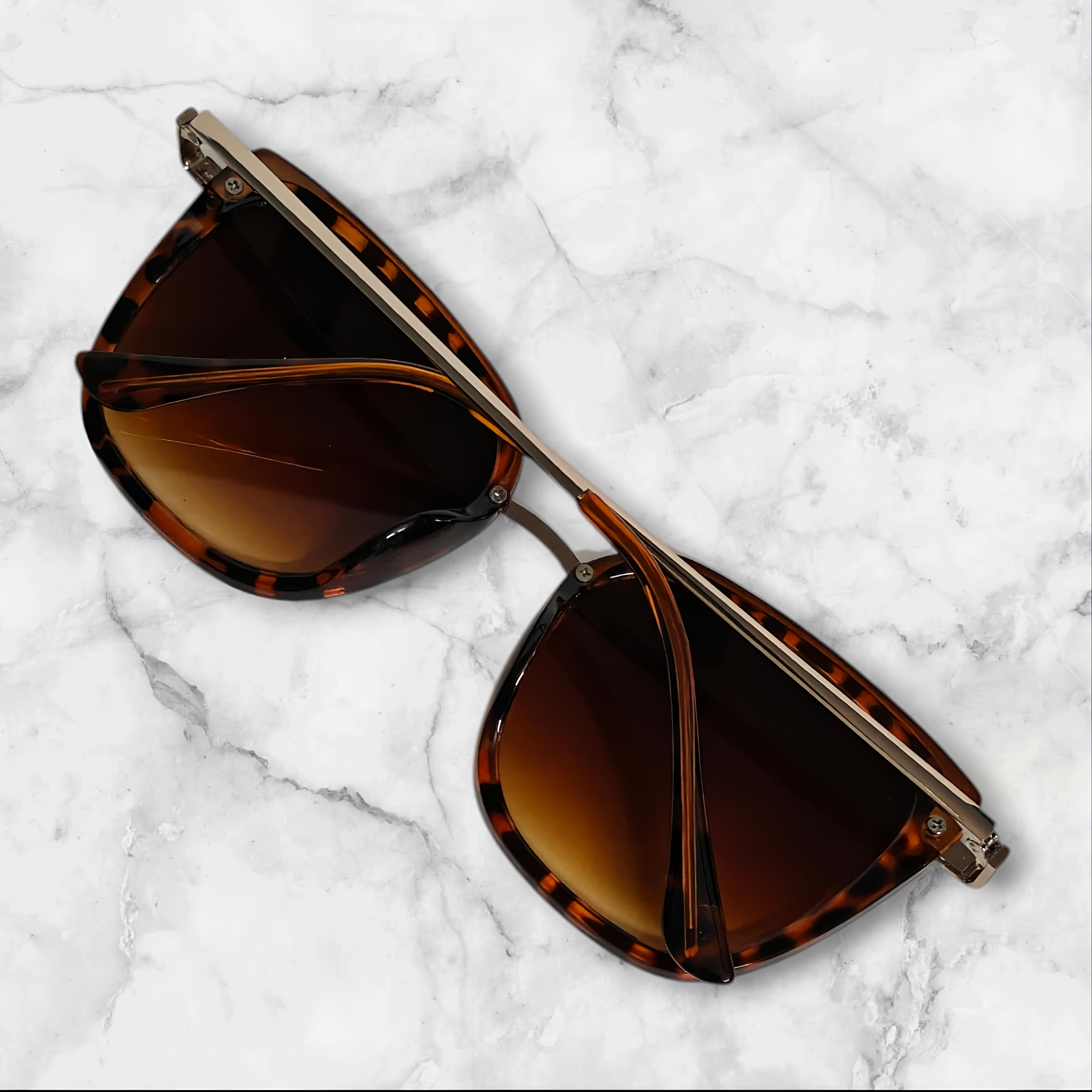 Square Cat-Eye Animal Print Sunglasses