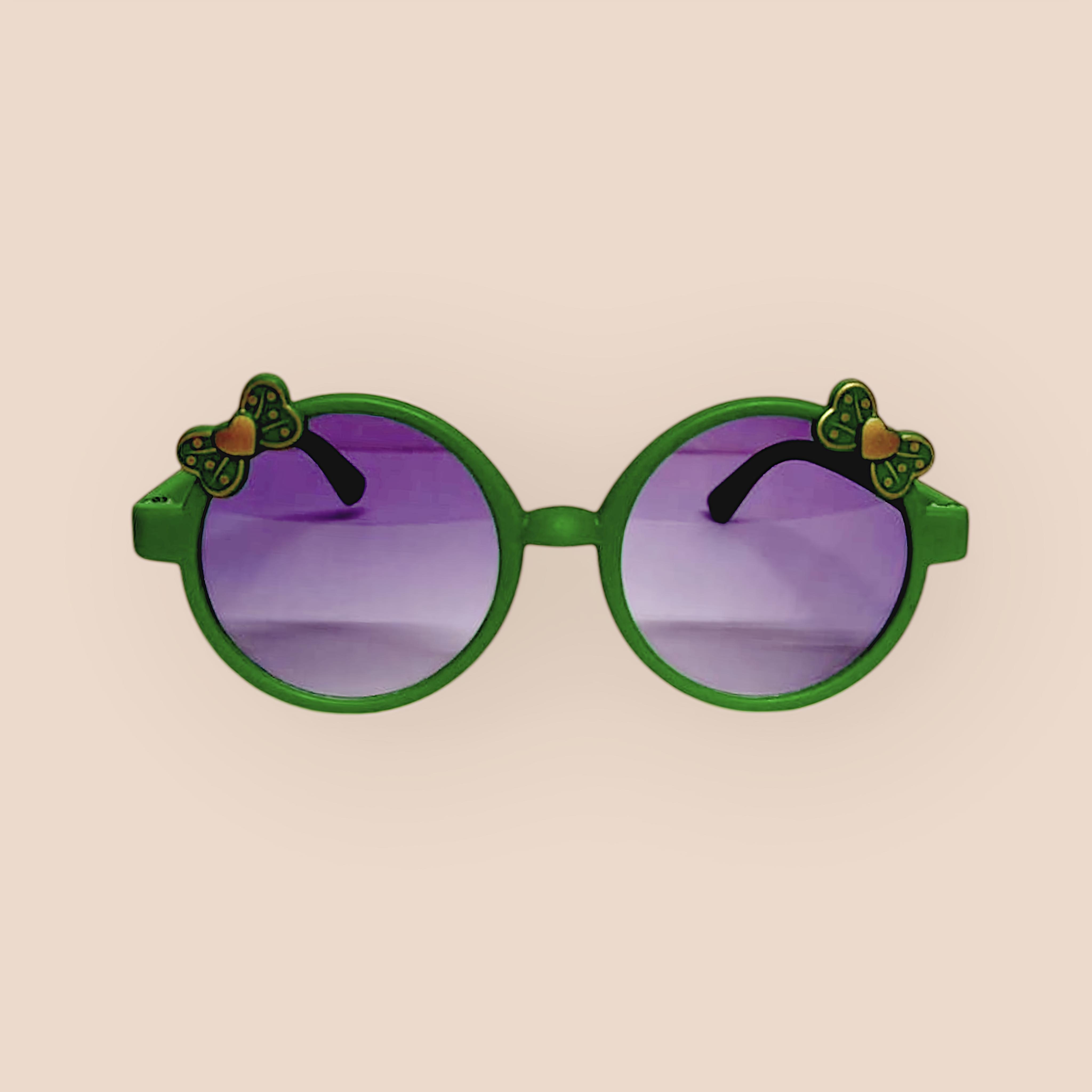Green Round Bow Kids Sunglasses
