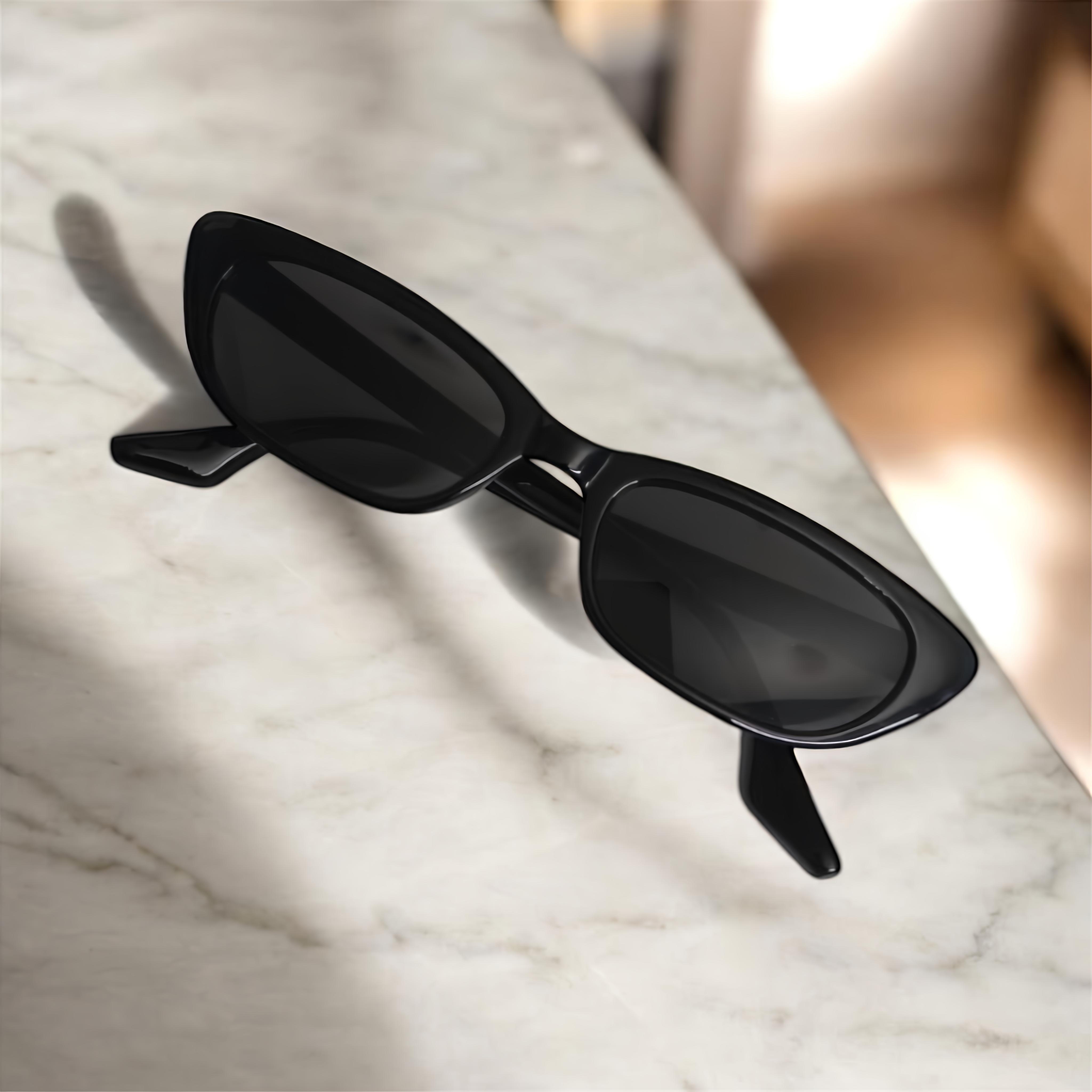 Black Sharp Cat-Eye Sunglasses