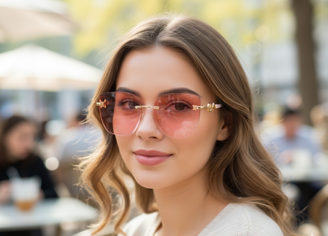 Soft Cat-Eye Rimless Sunglasses
