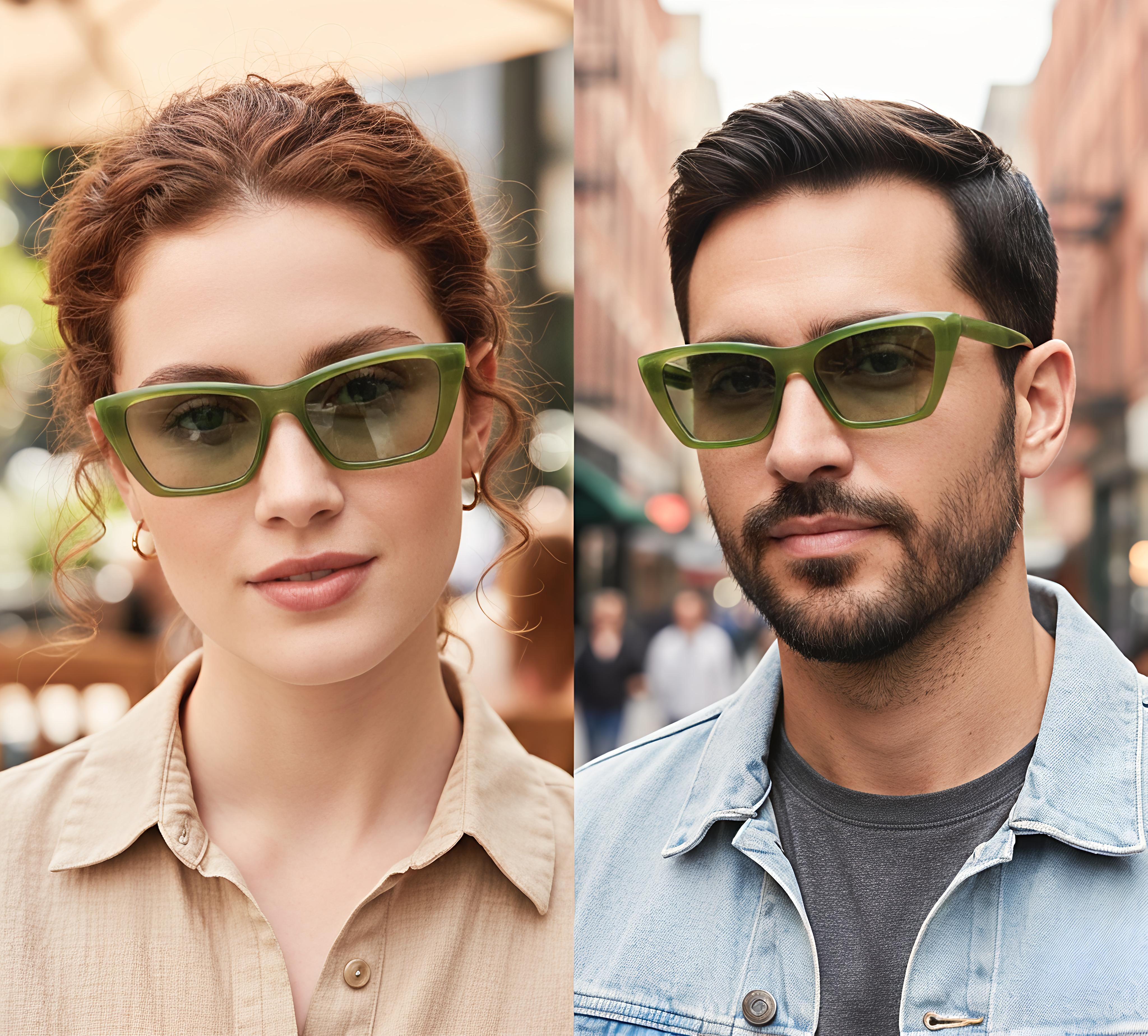 Green Cat-Eye Day/Night Sunglasses