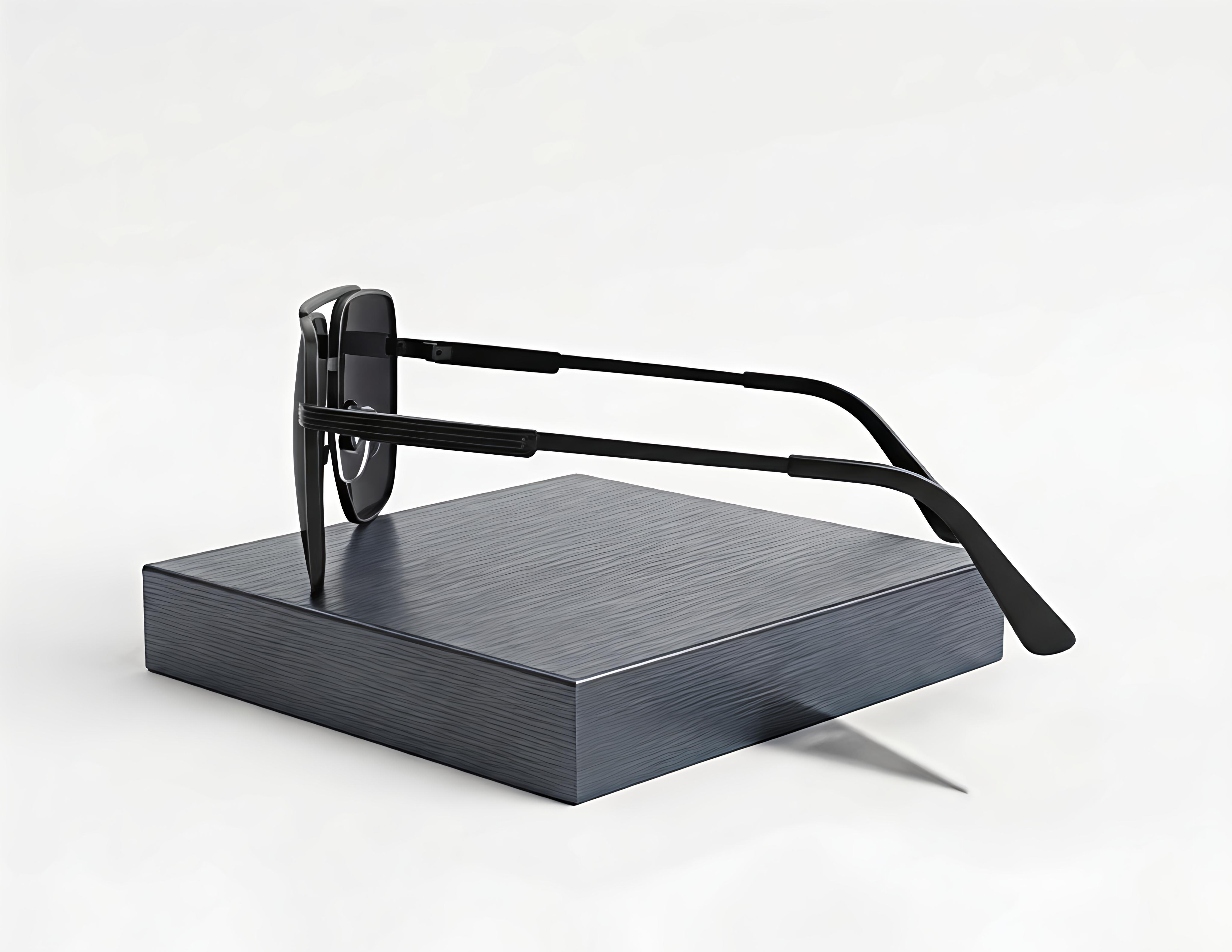Matte Black Square Navigator Sunglasses
