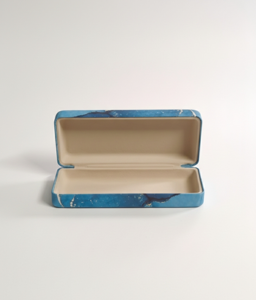 Marble Pattern Eyeglass Case Blue