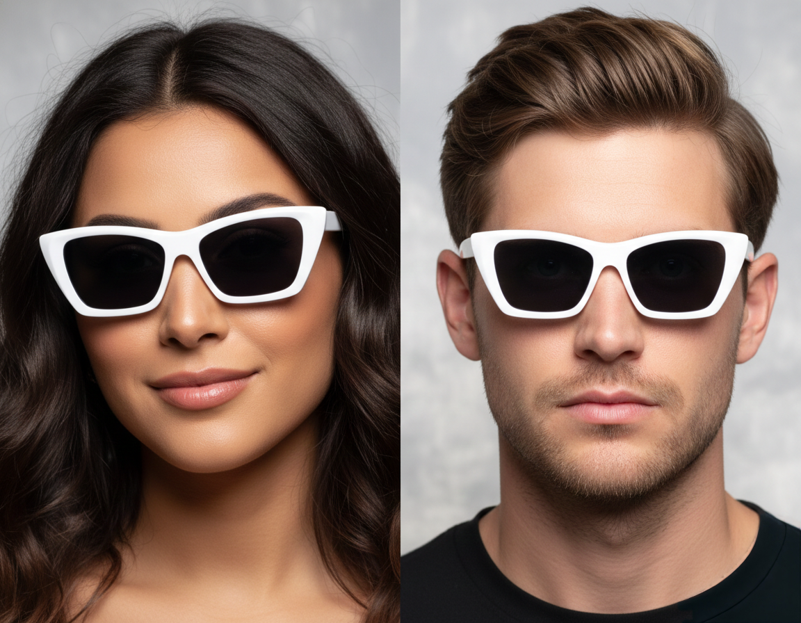 White Retro Cat-Eye Sunglasses