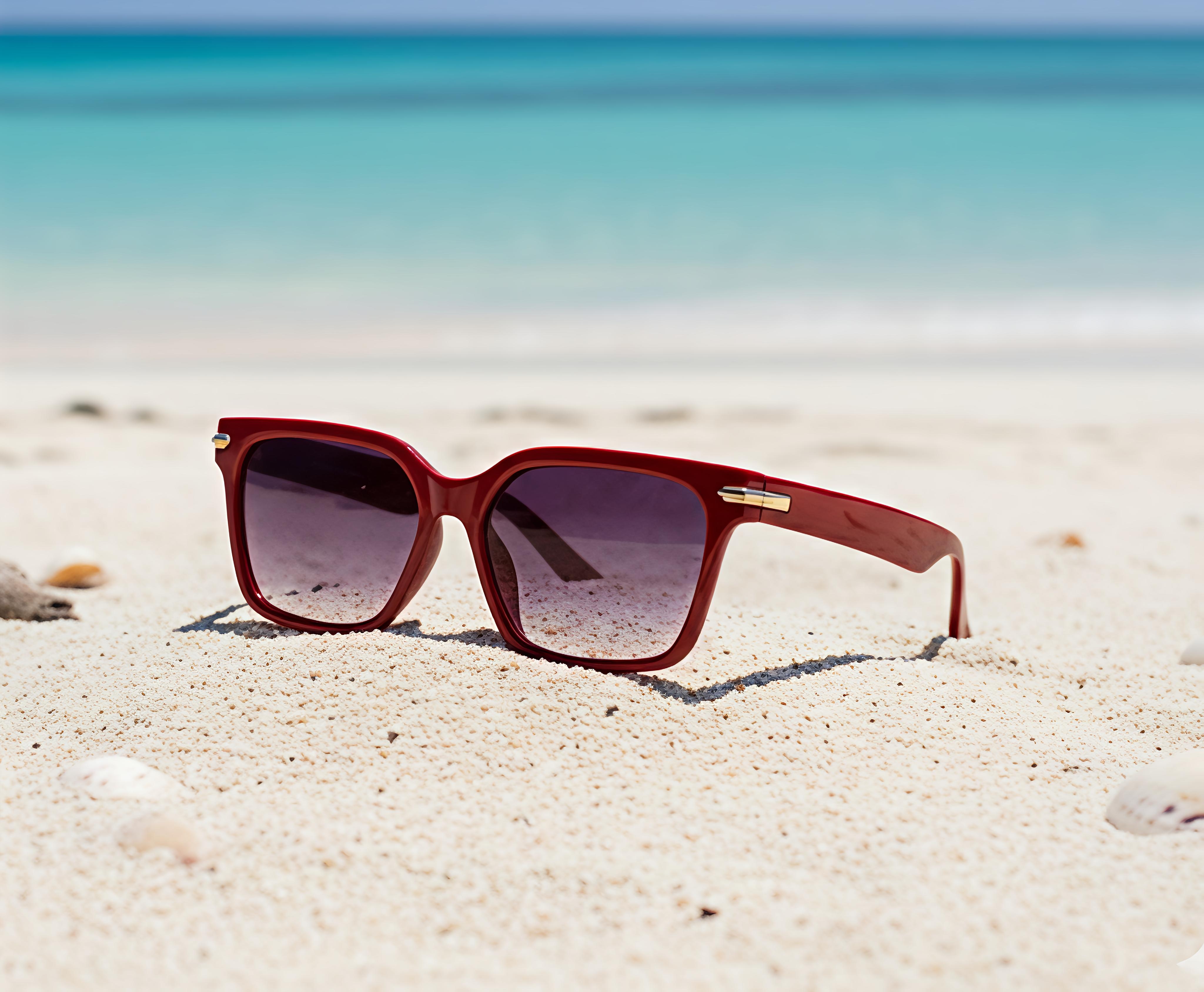 Red Men Sunglasses with Tinted Purple Lenses