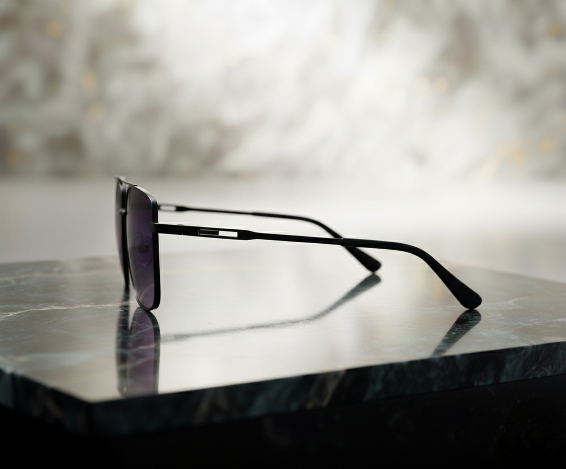 Purple-Black Square Sunglasses