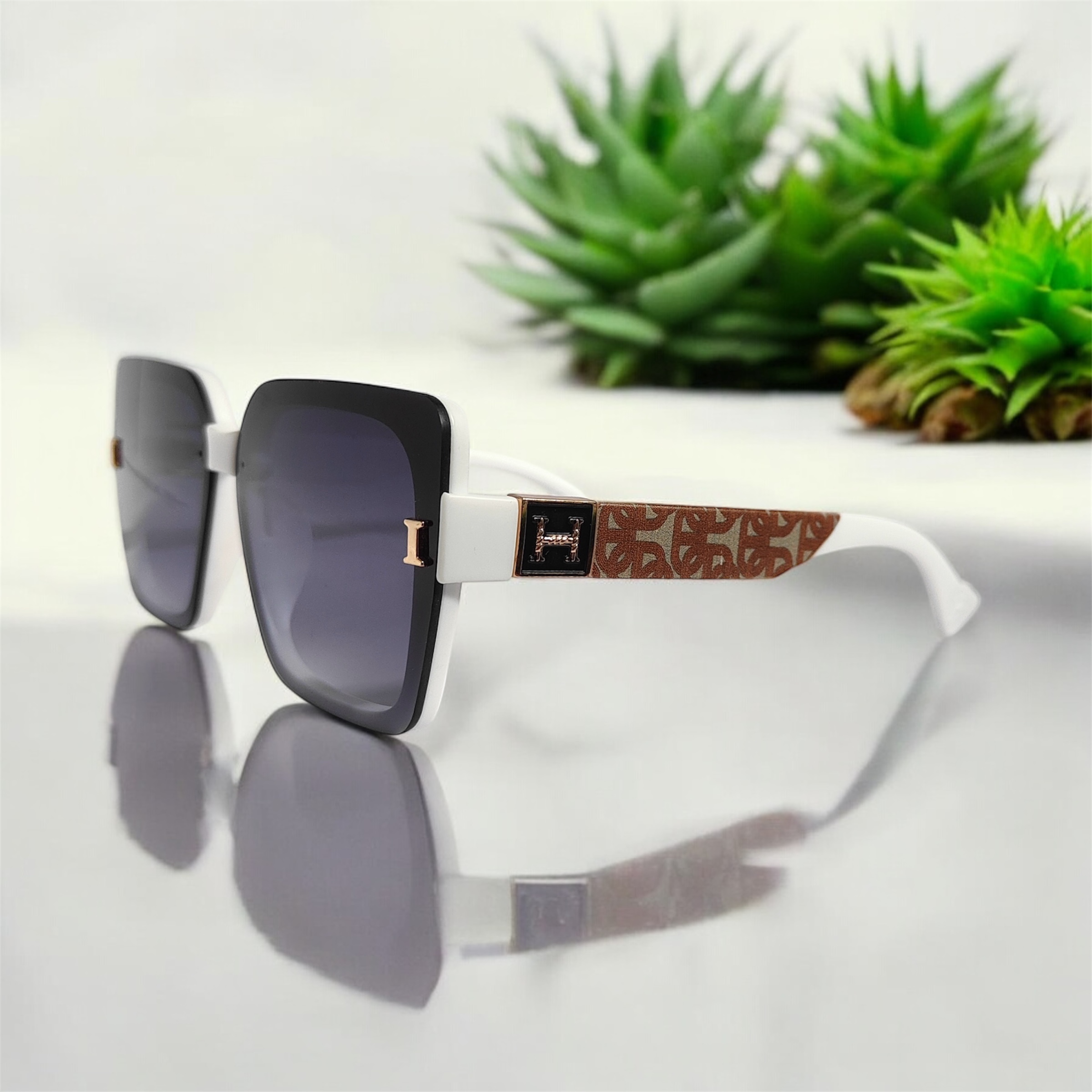 Square Oversized White Sunglasses