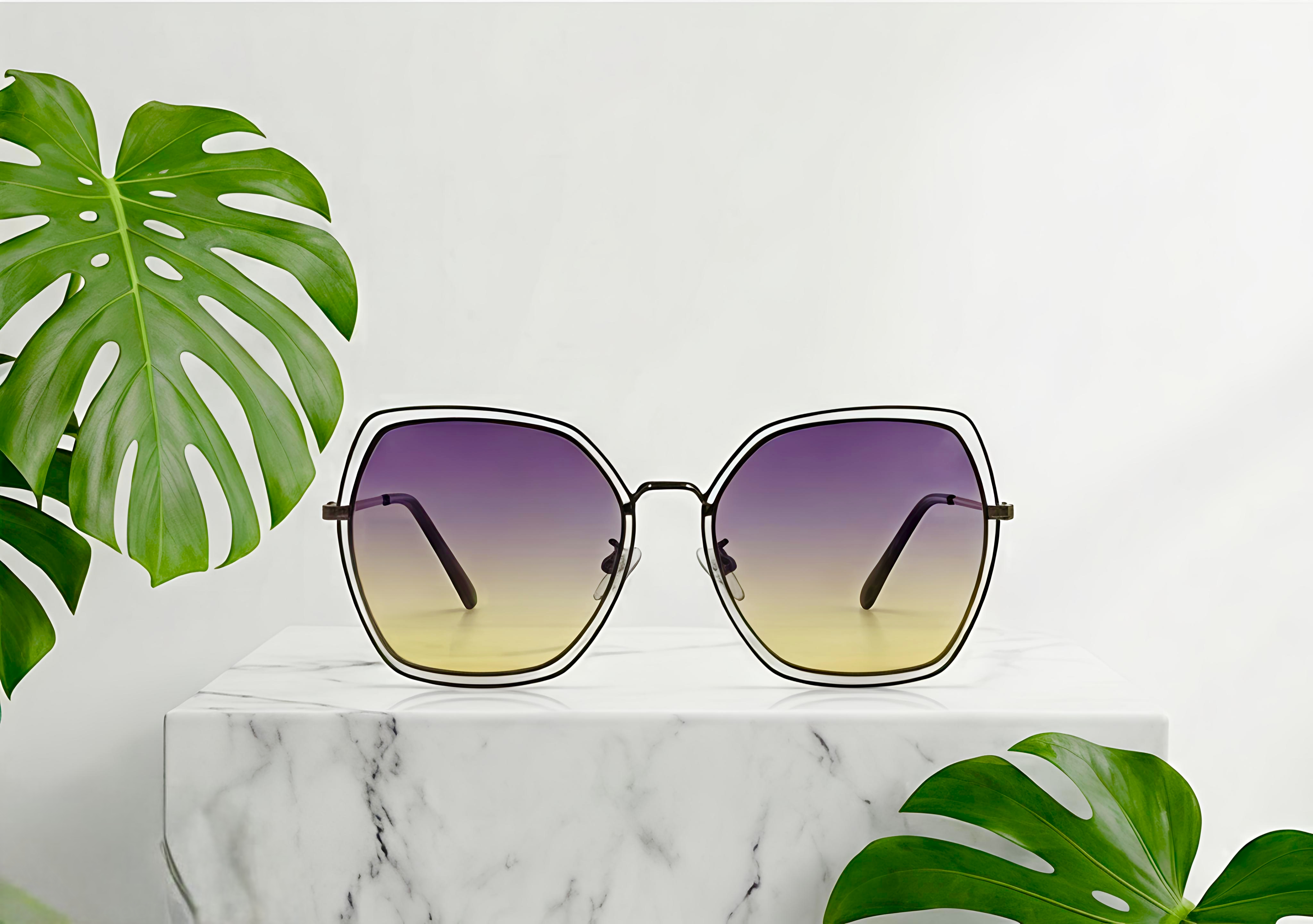 Purple & Green Dual Tone Sunglasses