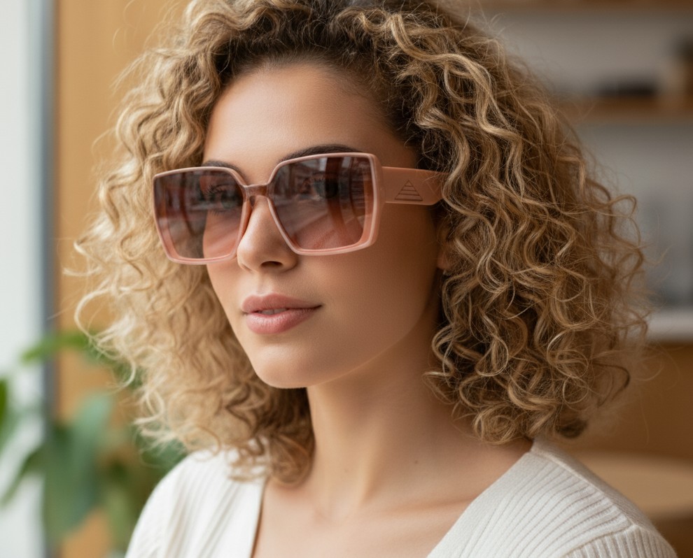 Rectangular Peach Sunglasses