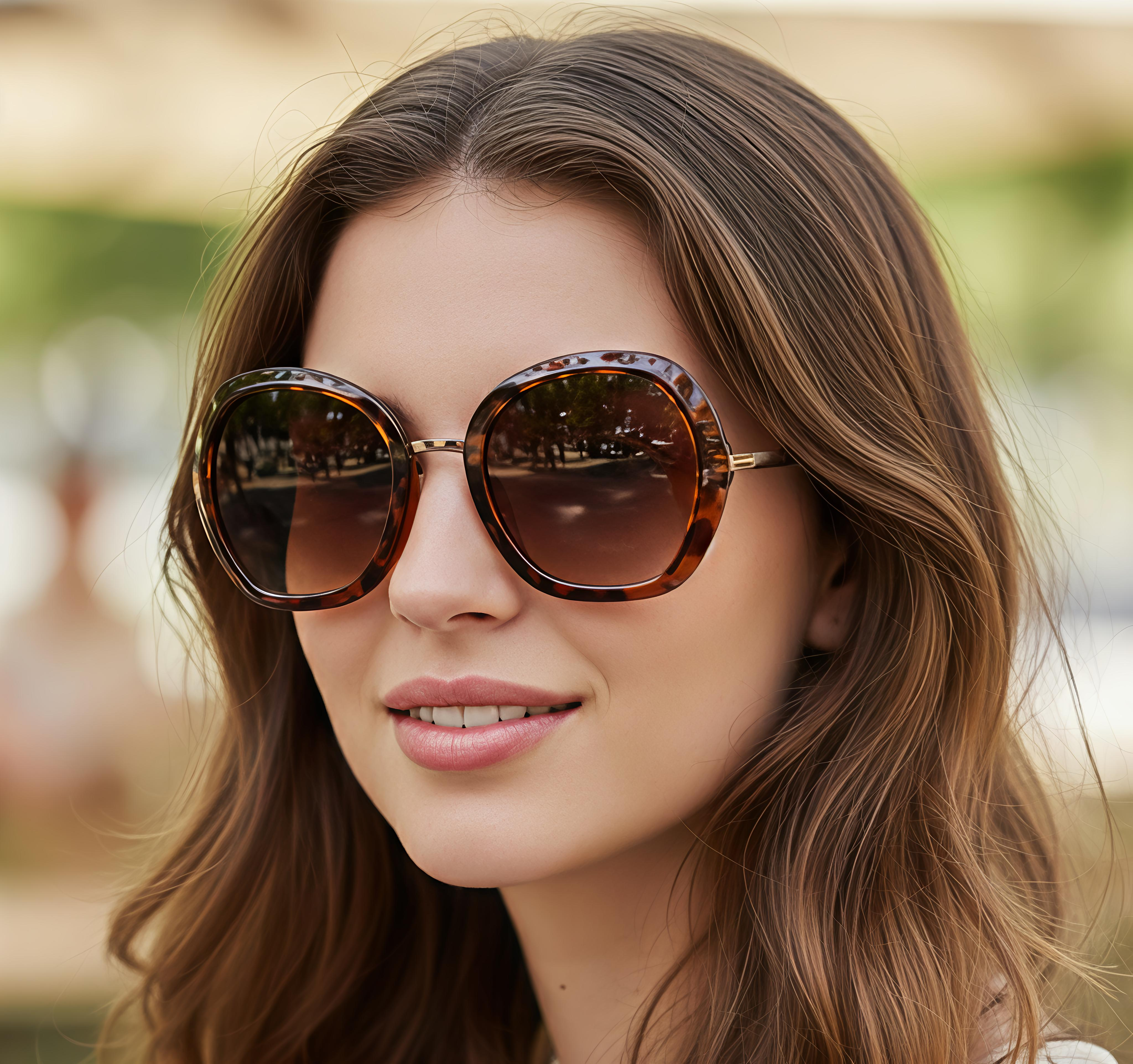 Semi-Round Animal Print Sunglasses