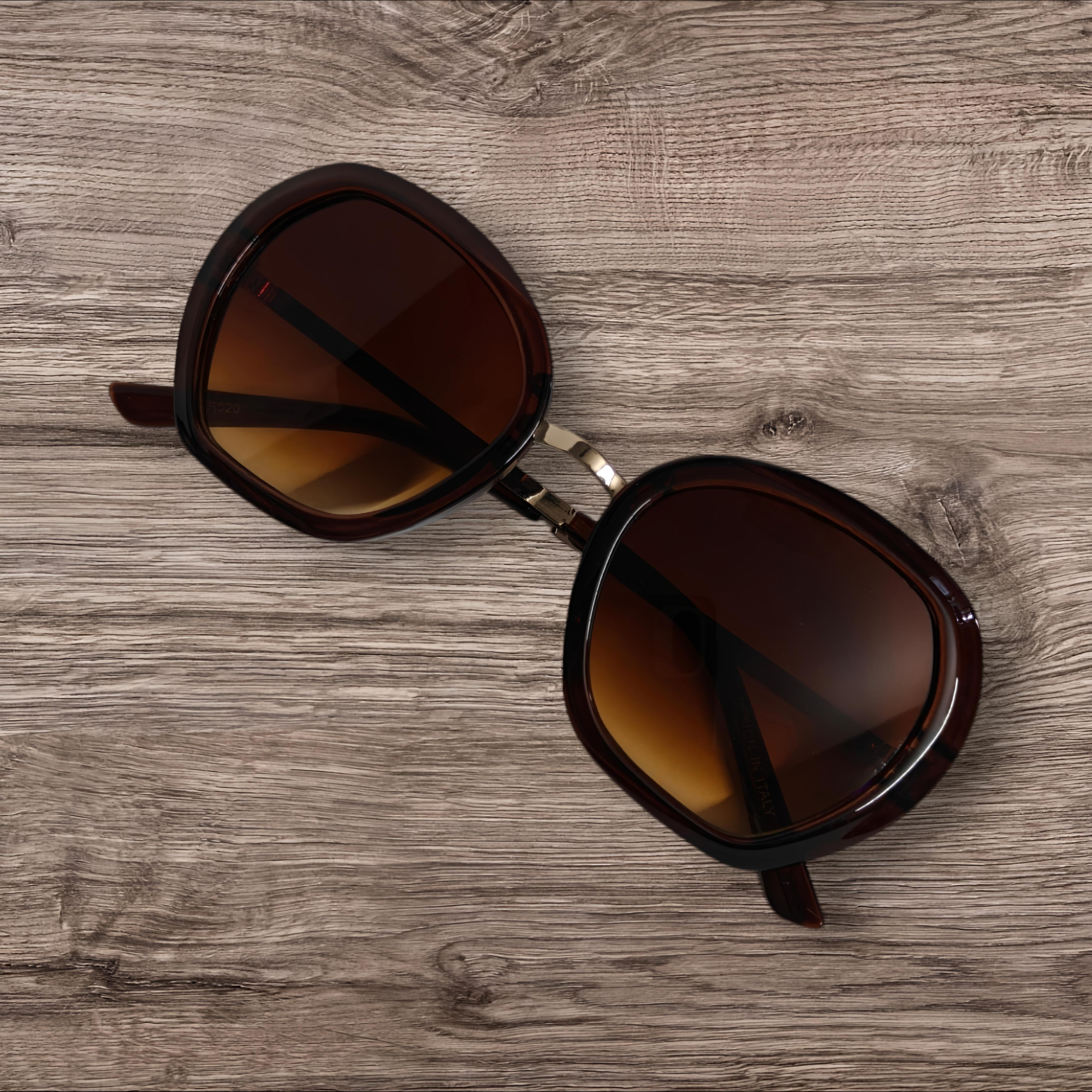 Semi-Round Brown Sunglasses