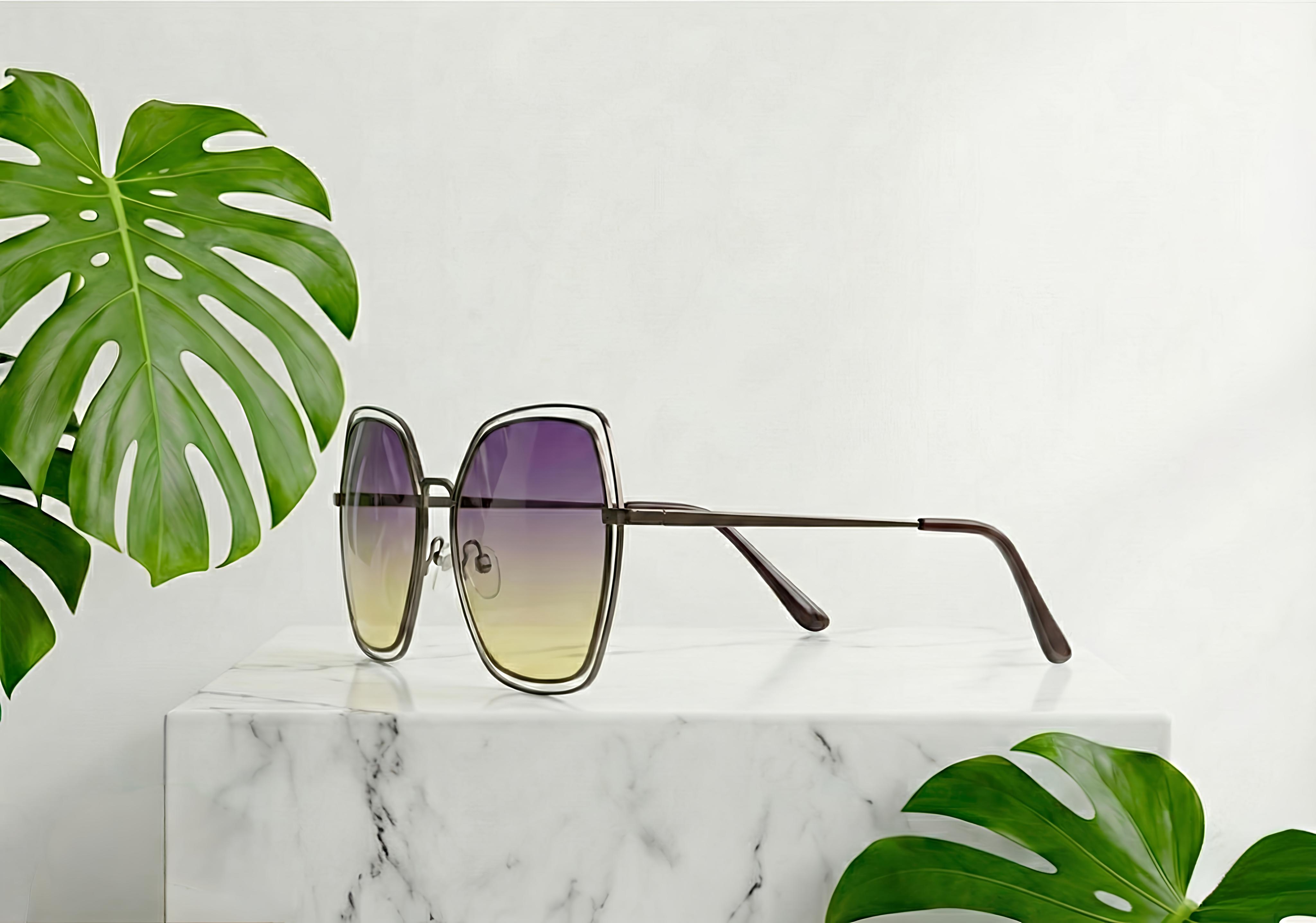 Purple & Green Dual Tone Sunglasses