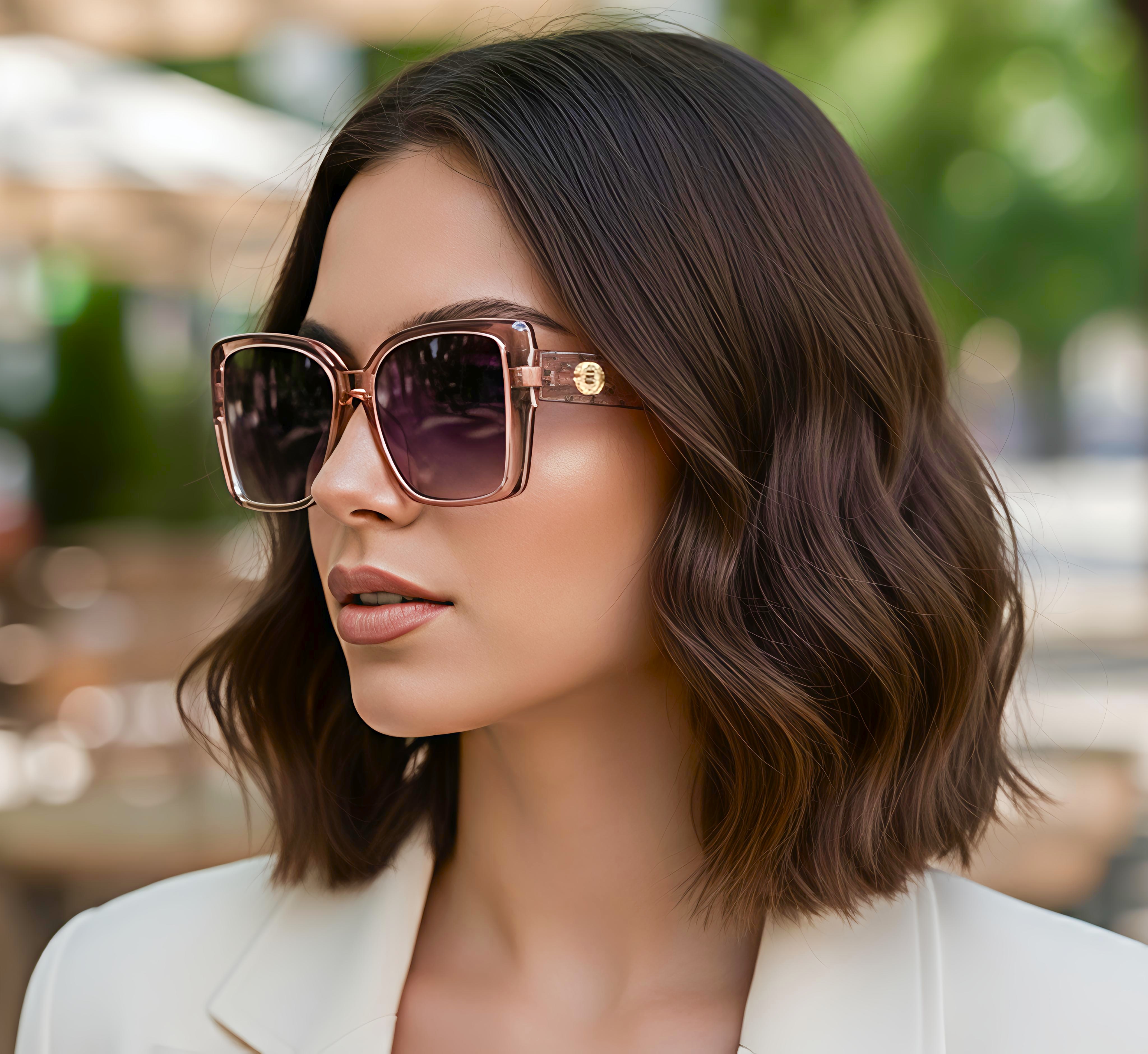 Stylish Oversized Sunglass with Purple Tinted Lenses