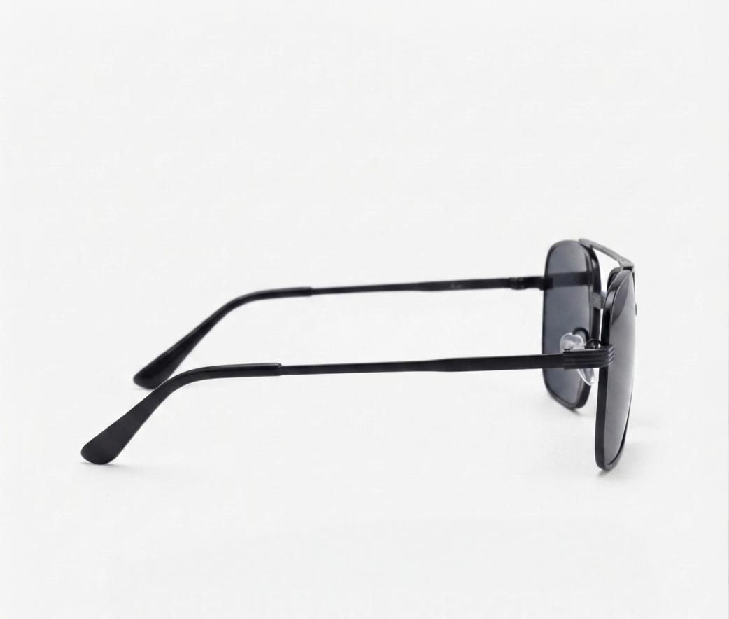Classic Black Square Navigator Sunglasses