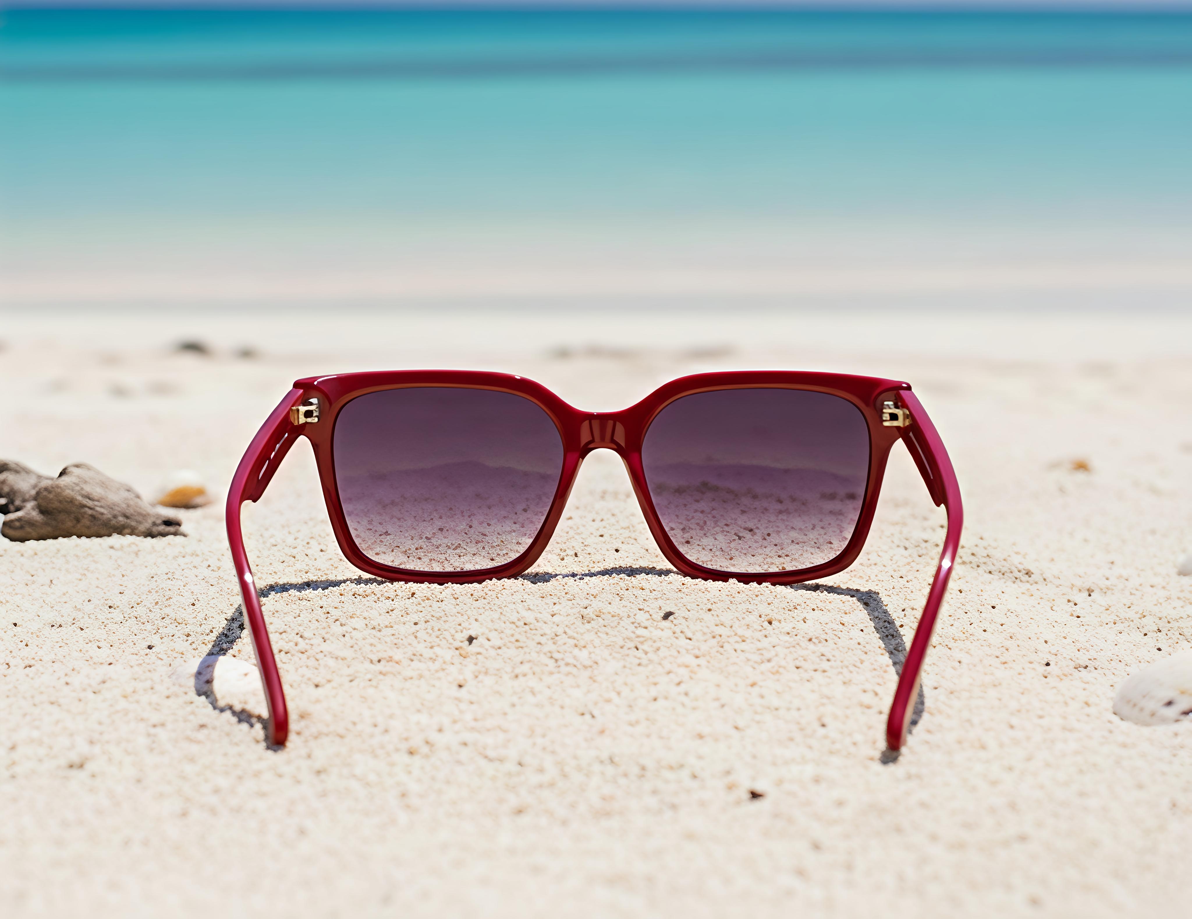 Red Men Sunglasses with Tinted Purple Lenses