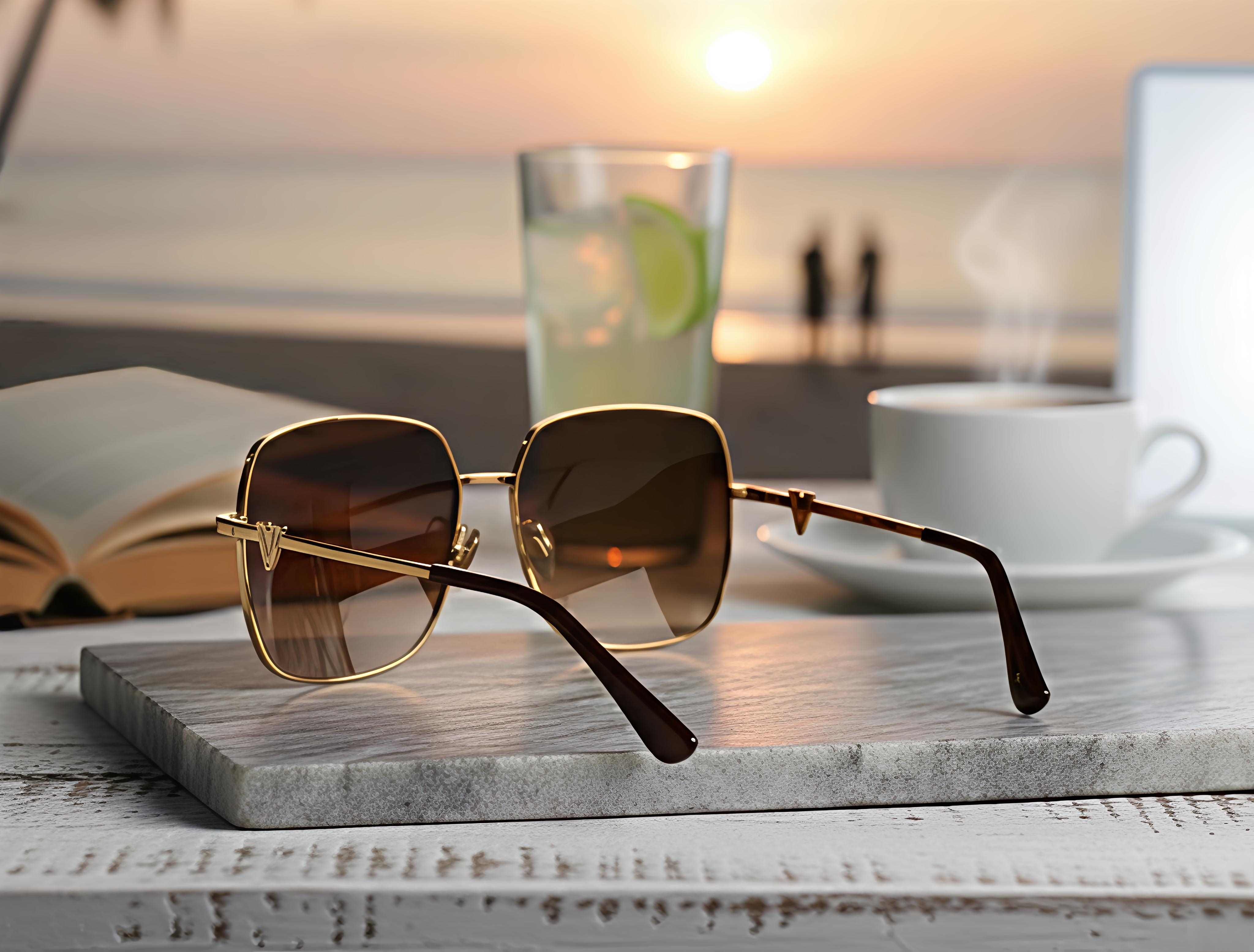Brown Square Gradient Sunglasses