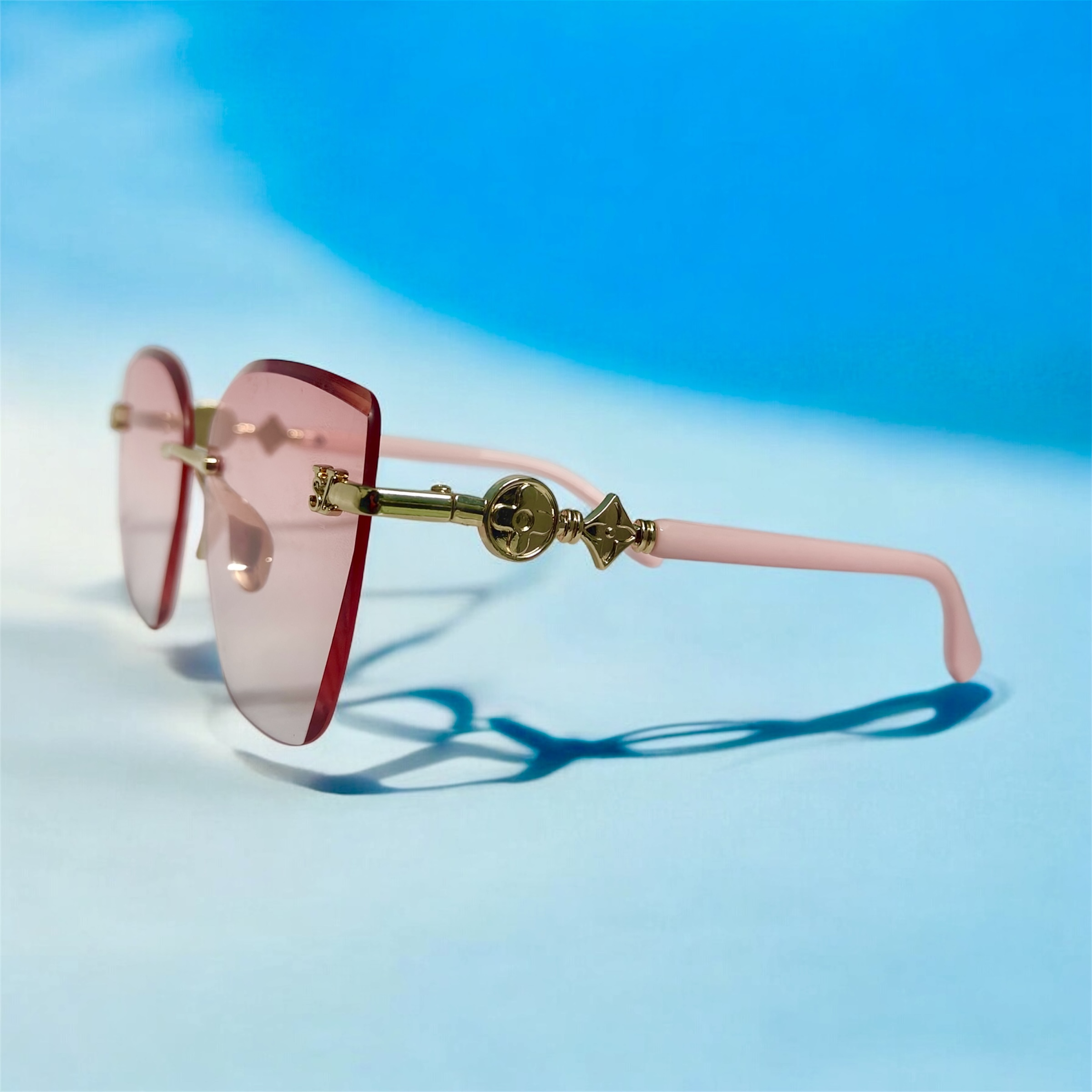 Soft Cat-Eye Rimless Sunglasses