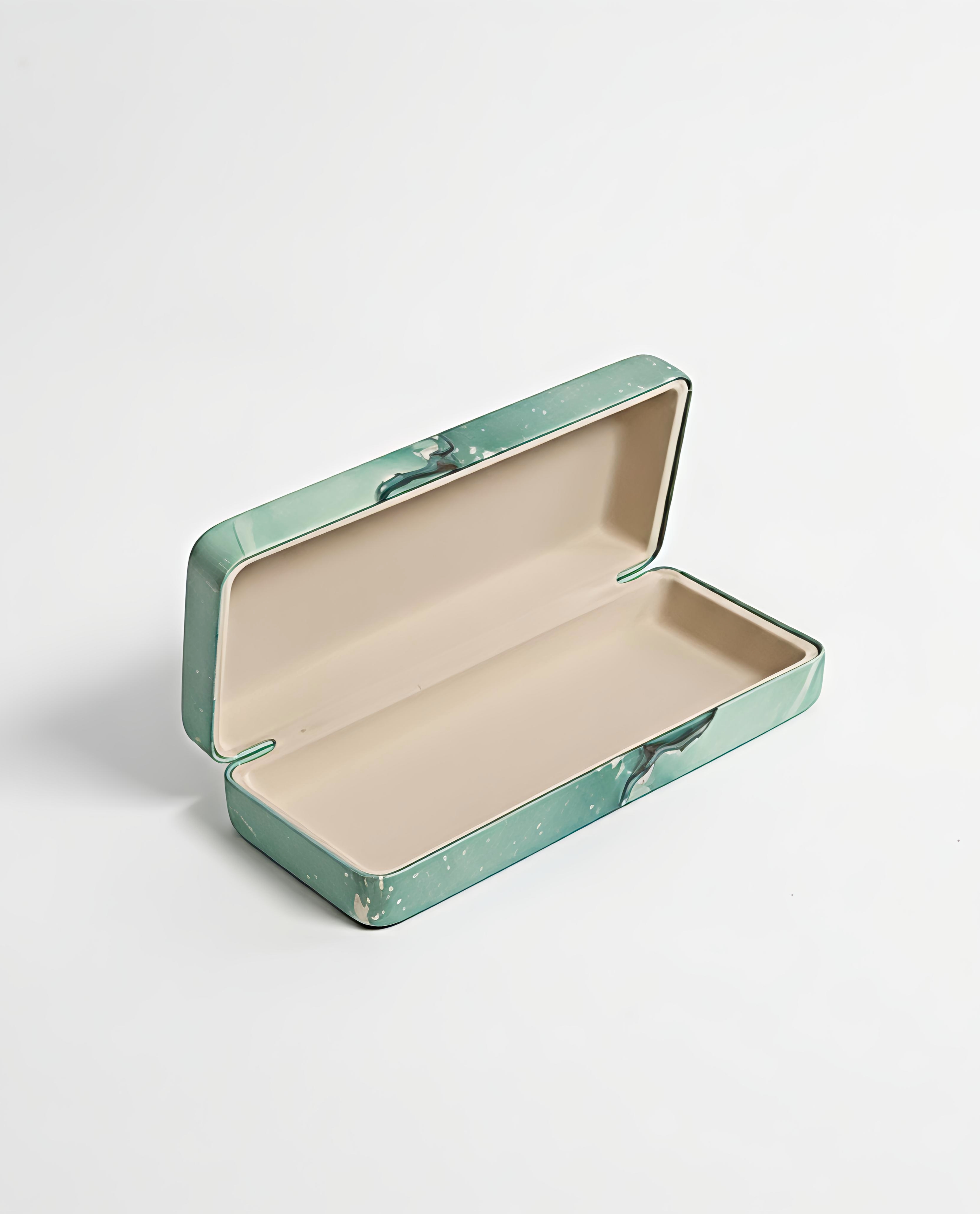 Marble Pattern Eyeglass Case Green