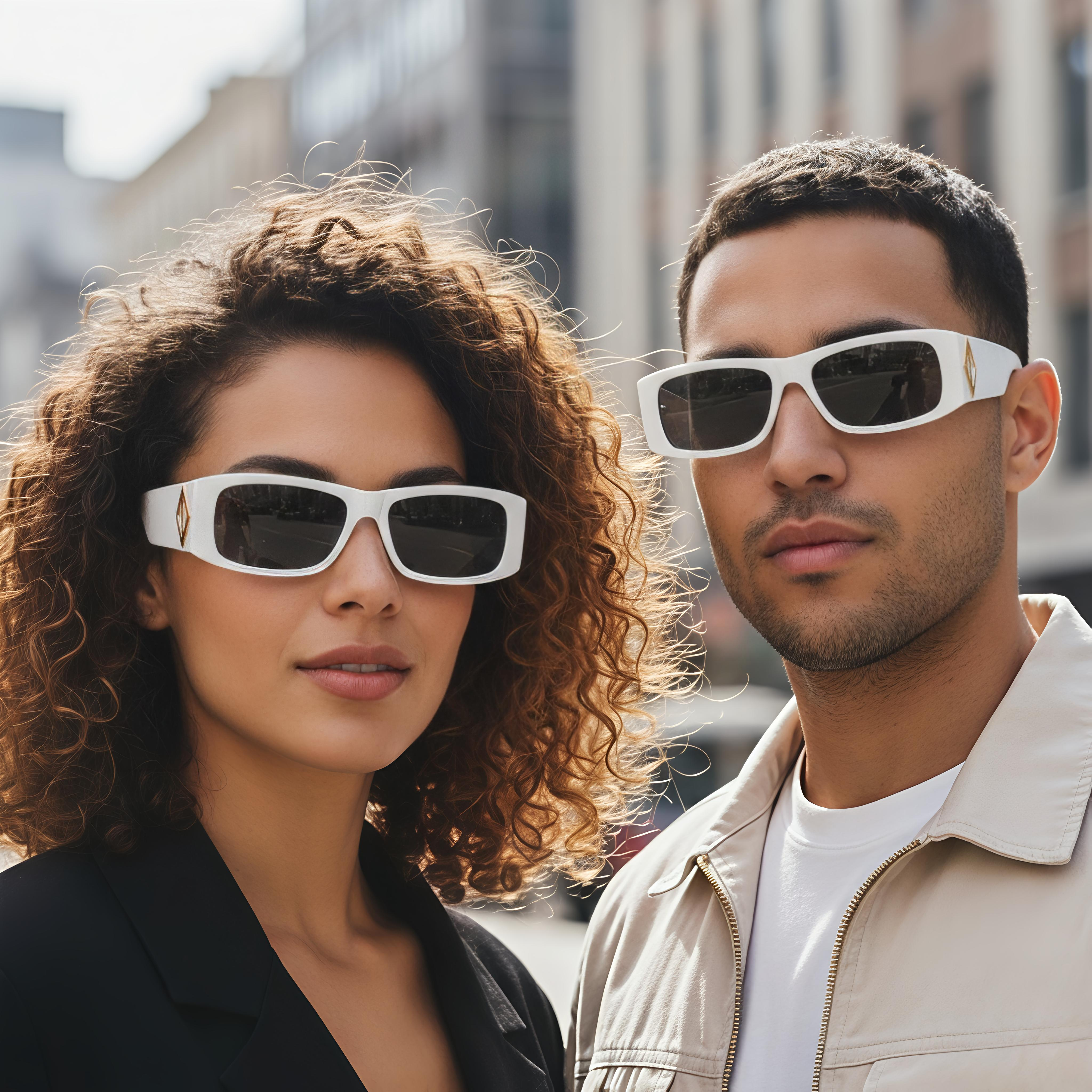 Slim White Retro Shades