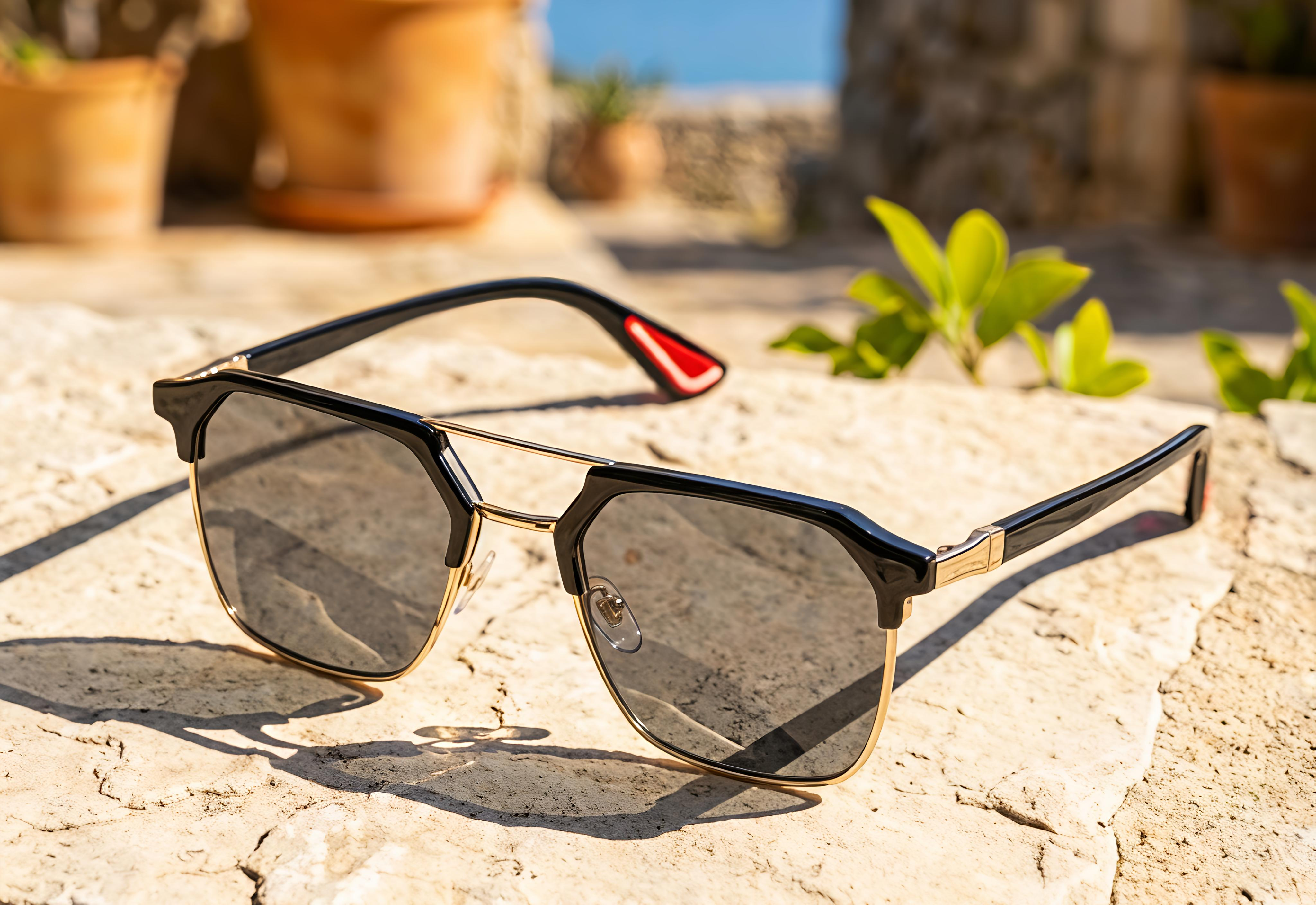 Apex Photochromic Clubmaster Eyeglasses (Golden)