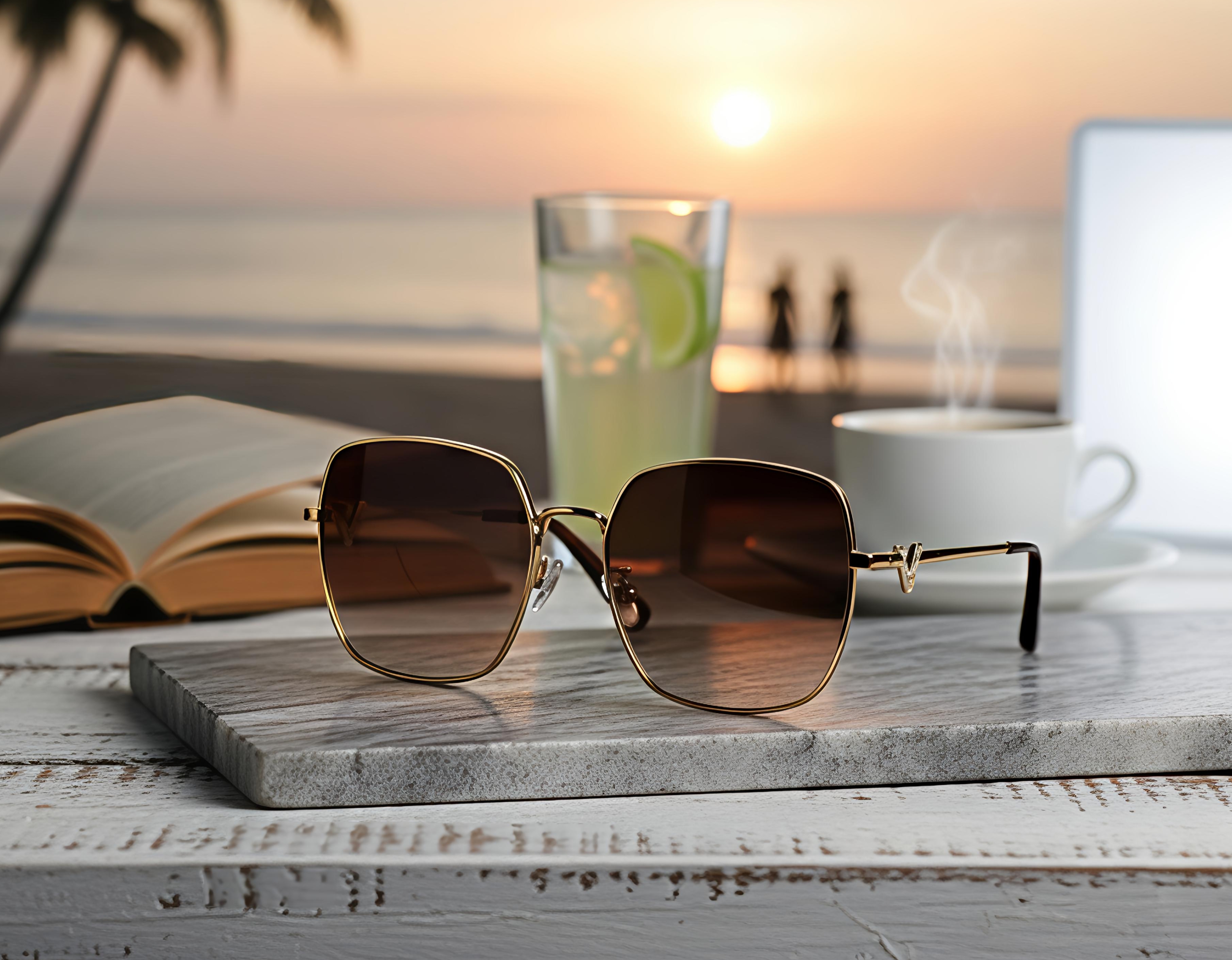 Brown Square Gradient Sunglasses