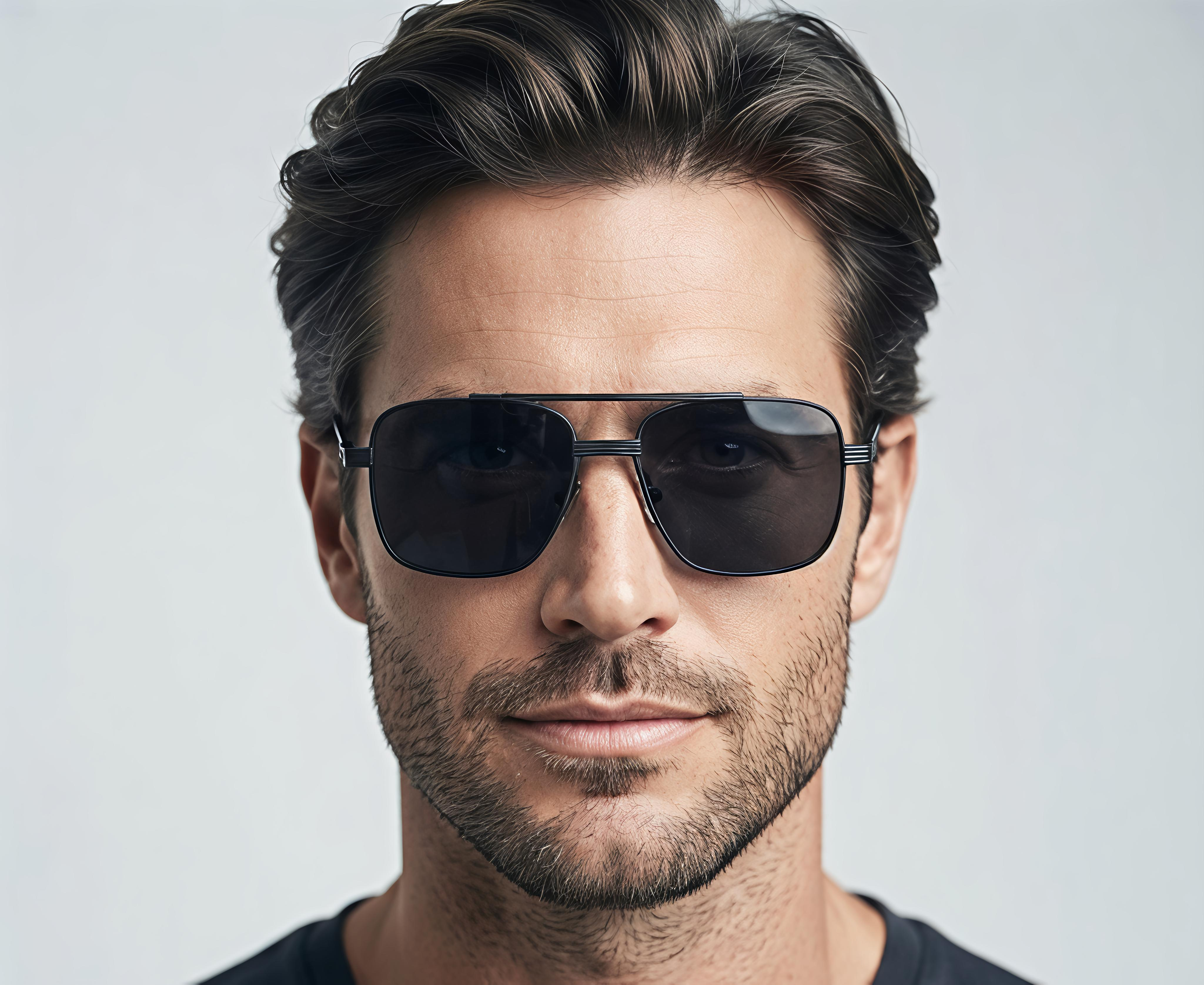 Classic Black Square Navigator Sunglasses
