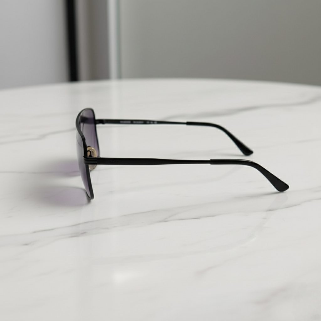 Classic Flat Top Shield Metal Sunglasses