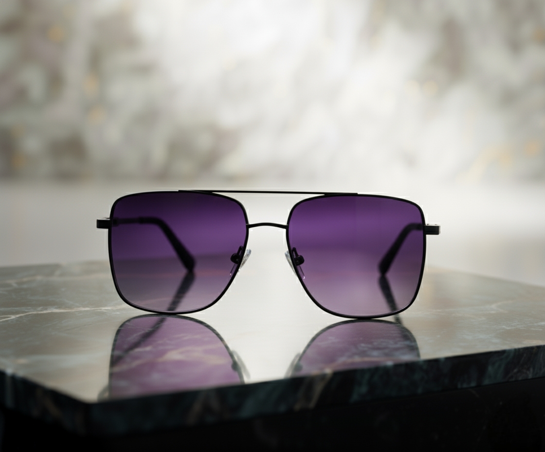 Purple-Black Square Sunglasses