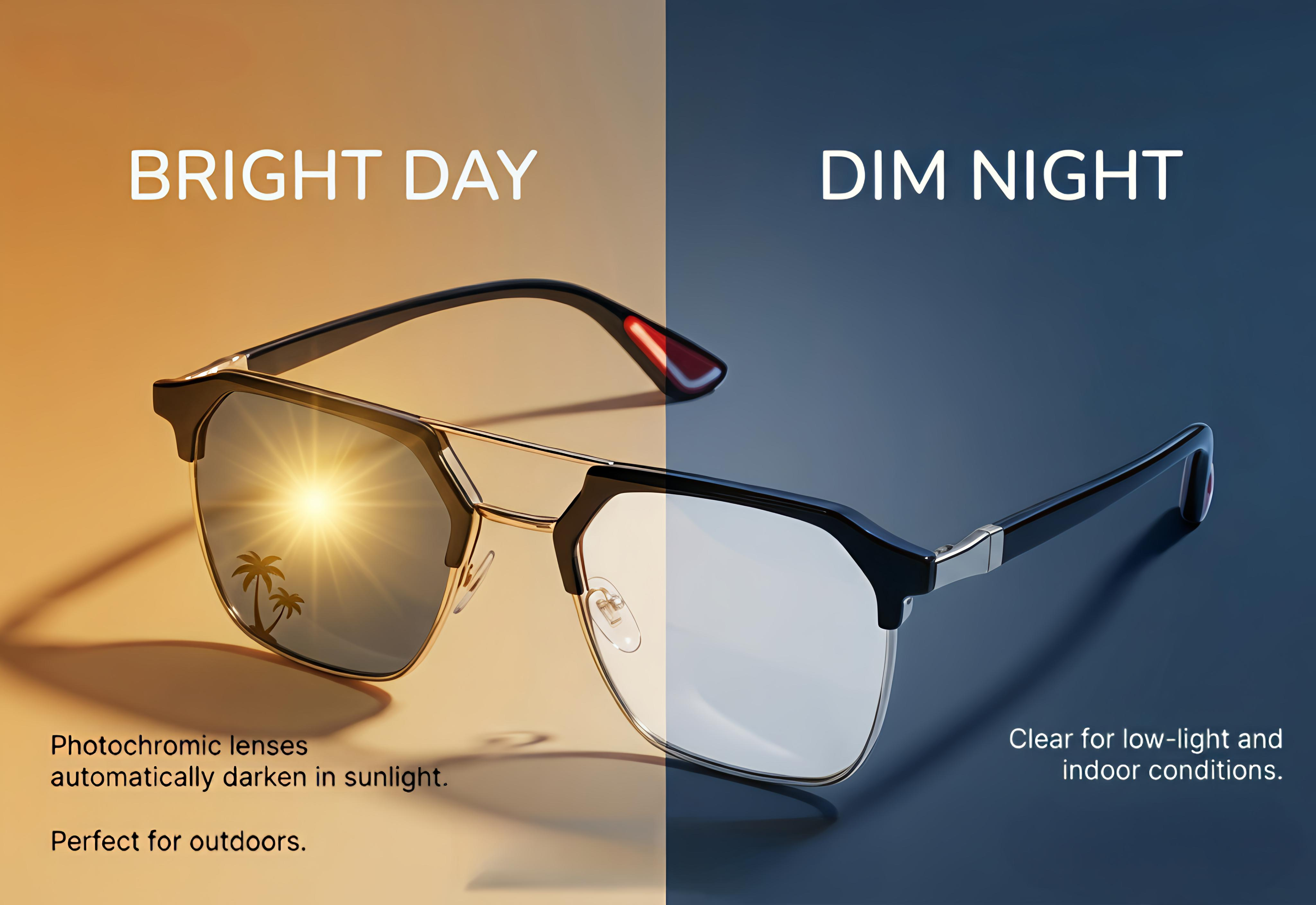Apex Photochromic Clubmaster Eyeglasses (Golden)