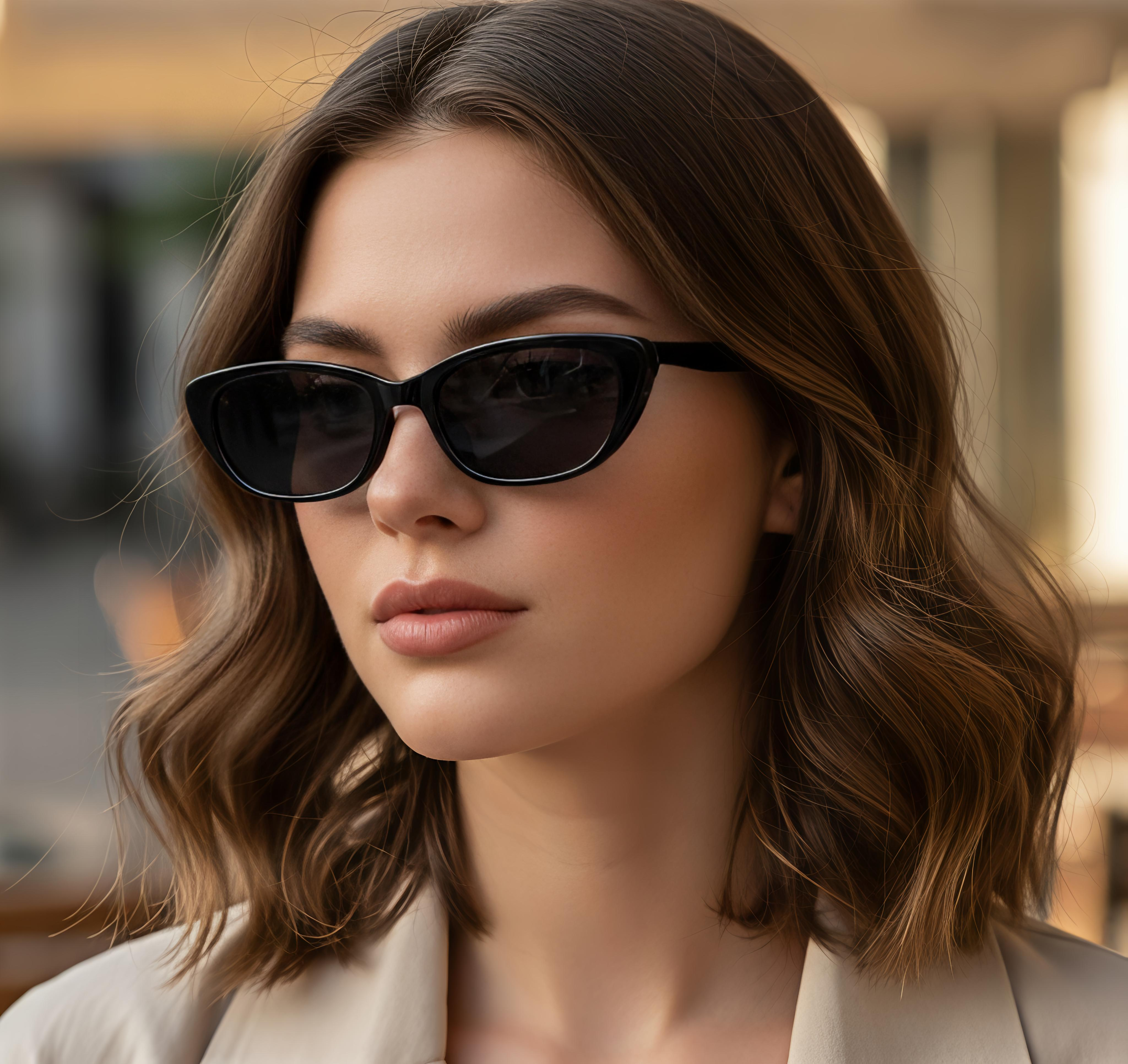 Black Sharp Cat-Eye Sunglasses