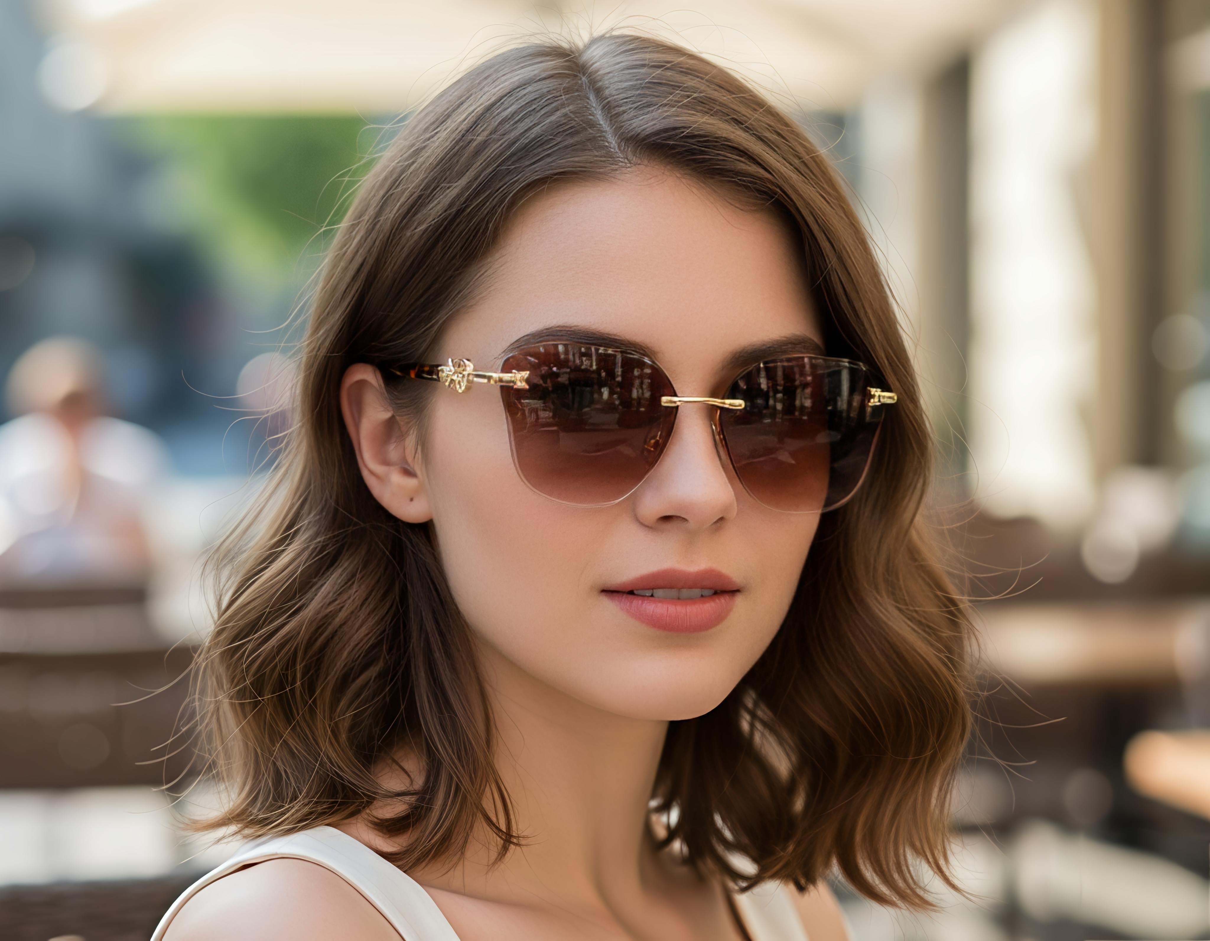 Butterfly Reddish-Brown Rimless Sunglasses