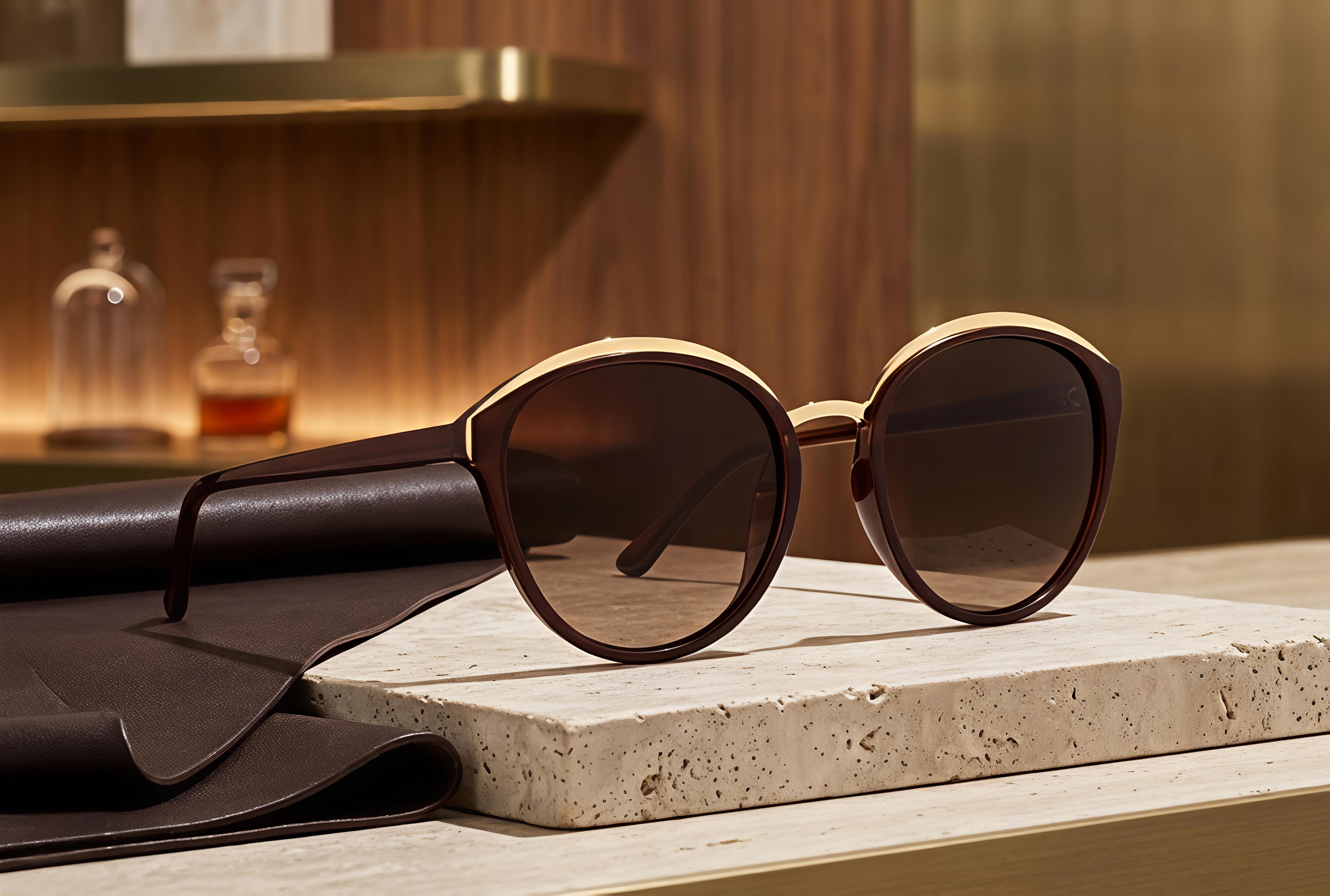 Arched Brow-Line Round Sunglasses