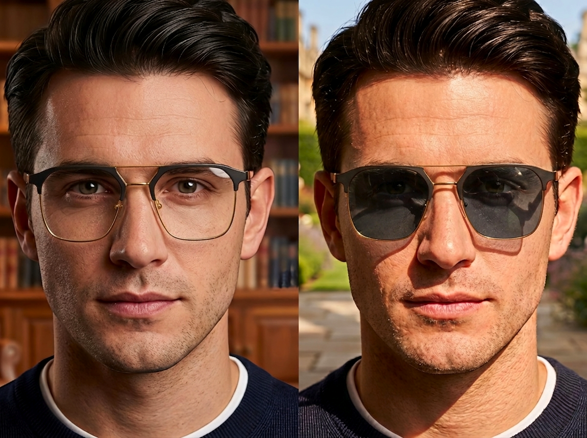 Apex Photochromic Clubmaster Eyeglasses (Golden)