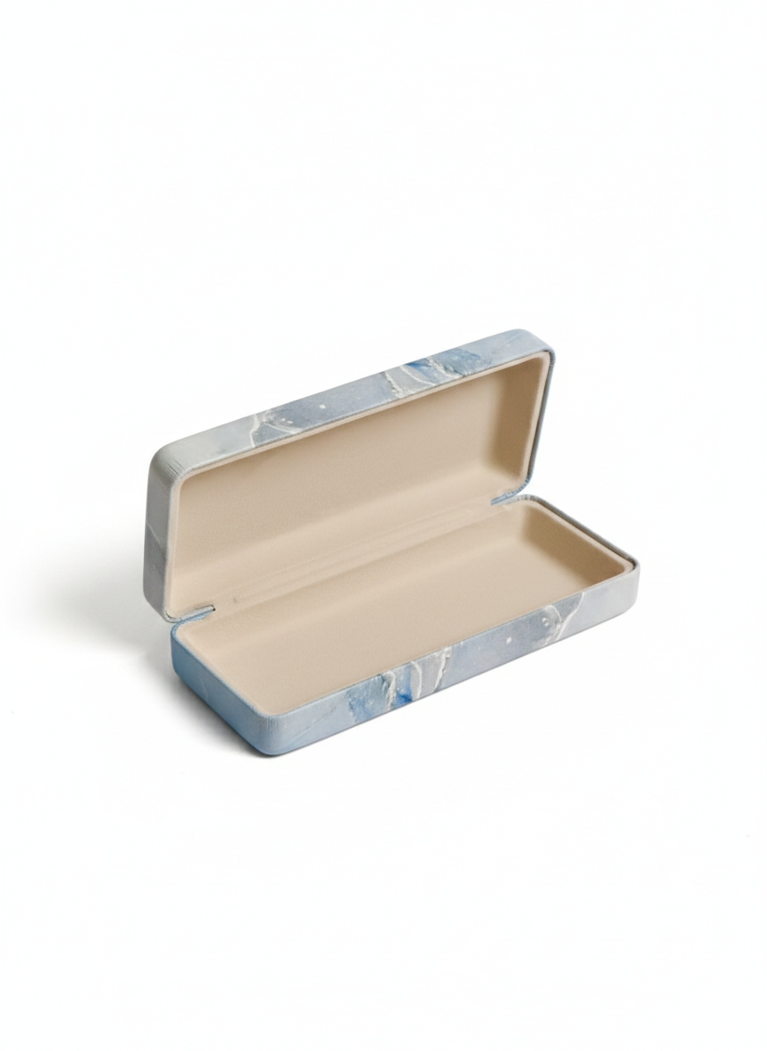 Marble Pattern Eyeglass Case Skyblue