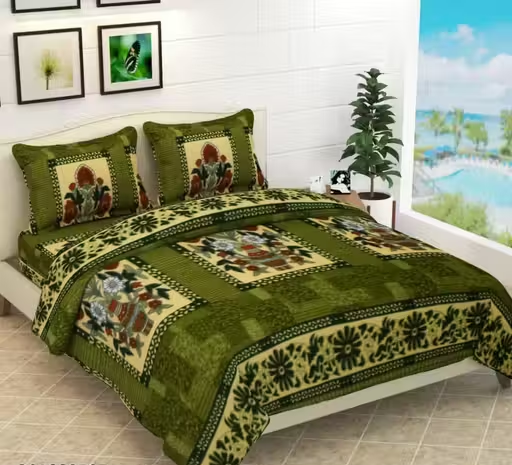 livingcreation Premium Woolen Double Bedsheet with 2 Pillow Covers | Warm & Soft Winter Bedsheet | Elegant Floral Print Blanket Style Bedsheet for Double Bed (90x100 Inches) (Brown)