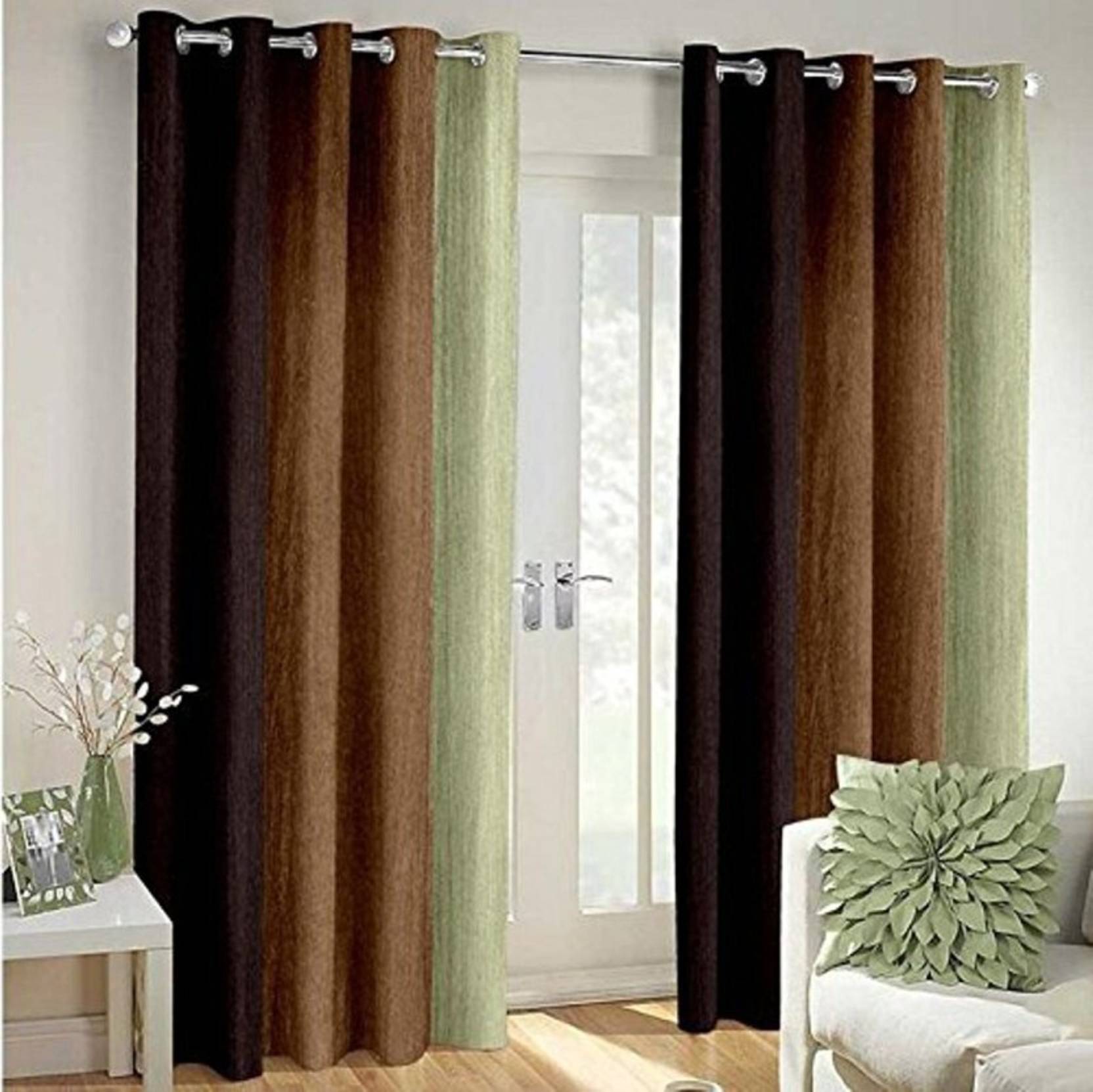 livingcreation Multishaded Room Darkening Polyester Eyelet Curtains for Living Room & Bedroom Pack of 2