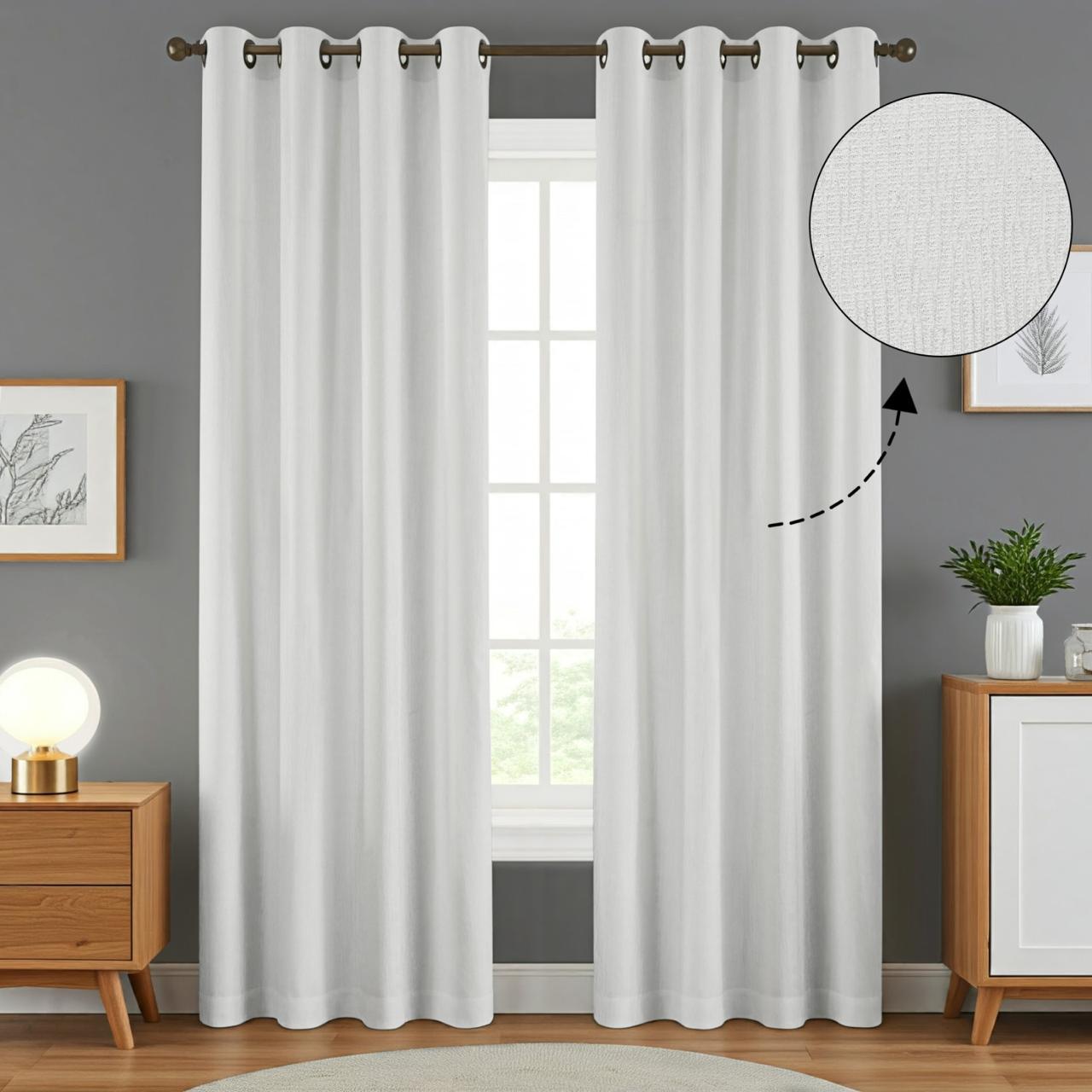Premium Hero Textured Polyester Curtains – Pack of 2 | Soft Fabric, Eyelet Design, Light Filtering