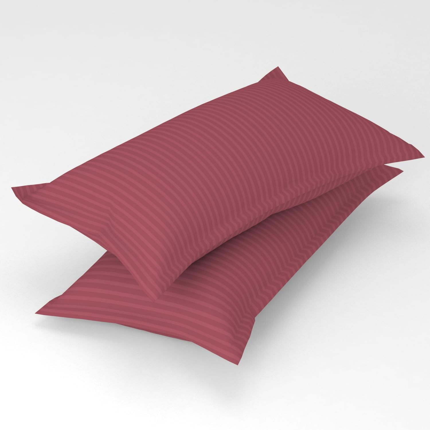 Satin Stripe Glace Cotton Pack of 2 Pillow Covers  160 TC –  (20x30 Inches) – Soft, Silky, Breathable, Hotel-Quality, Envelope Closure