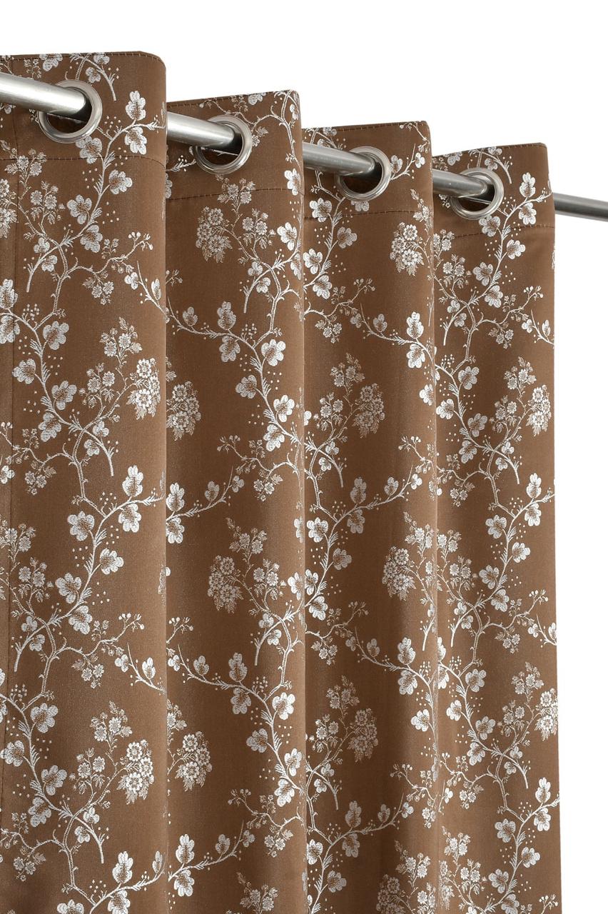 livingcreation Premium Jacquard Eyelet Curtains Pack of 2 for Living Room & Bedroom | Floral Design Room Darkening Curtains | Elegant Home Decor