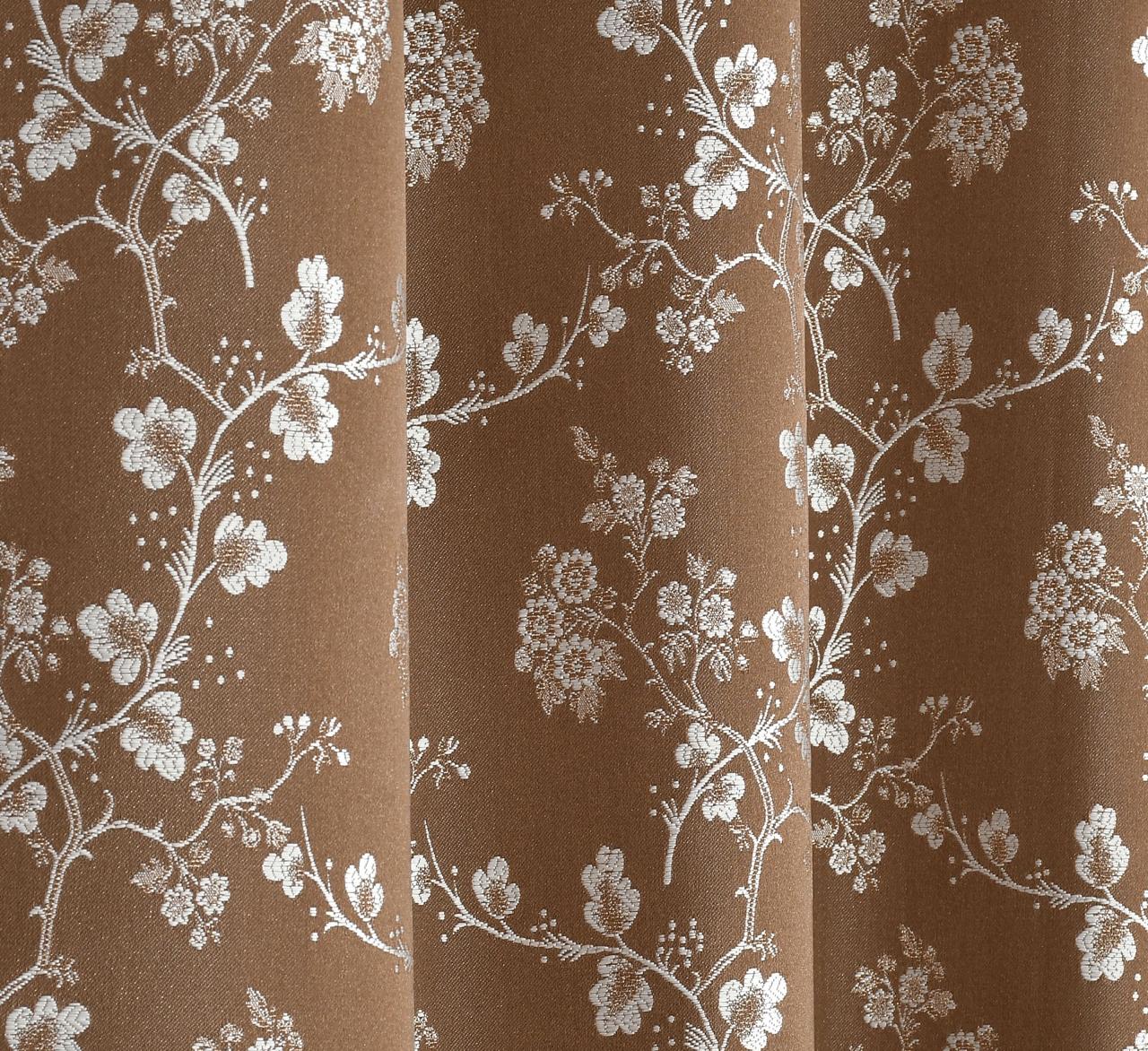 livingcreation Premium Jacquard Eyelet Curtains Pack of 2 for Living Room & Bedroom | Floral Design Room Darkening Curtains | Elegant Home Decor